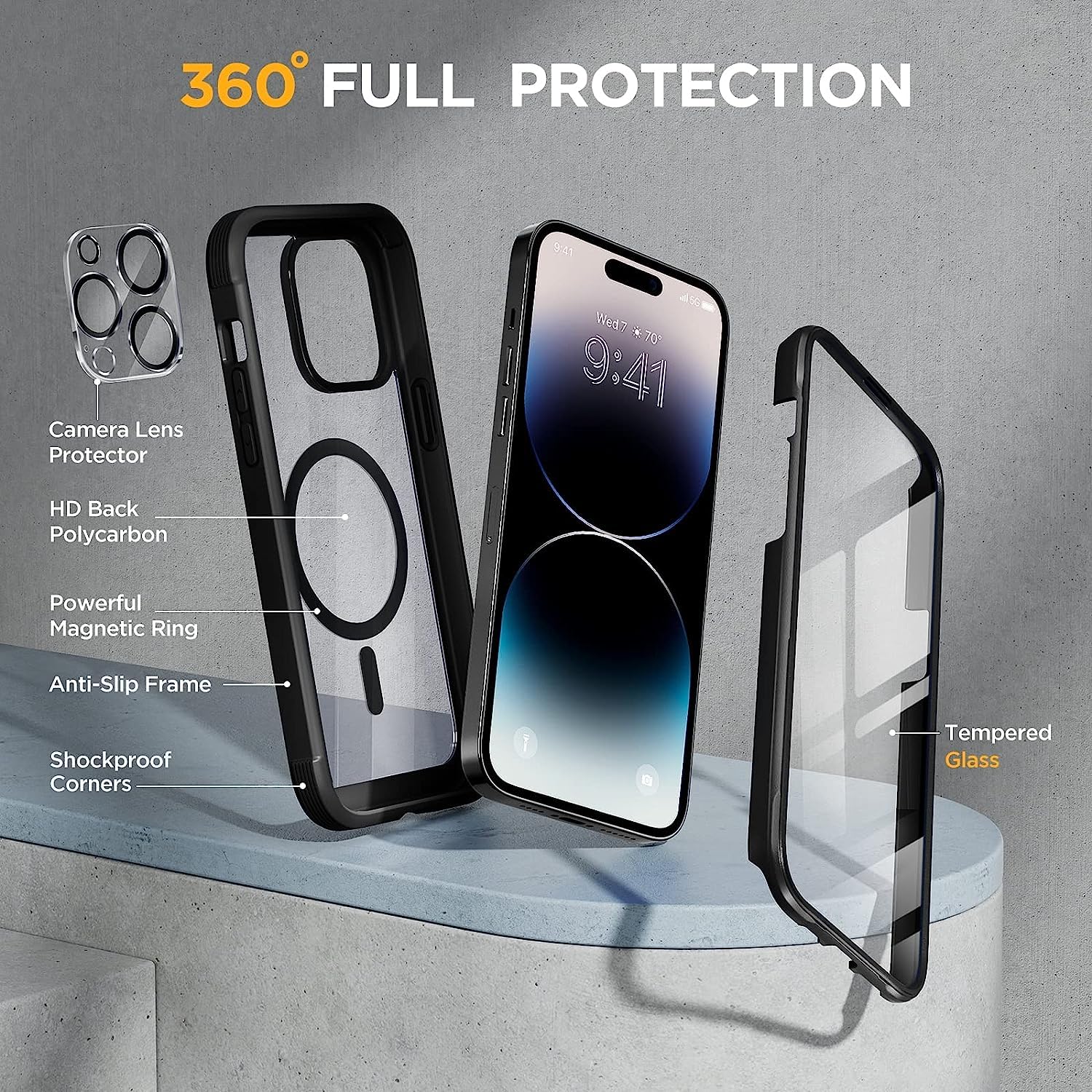 Foto 4 pulgar | Funda Magnética Miracase Para Iphone 14 Pro Con Protector De Pantalla - Venta Internacional.
