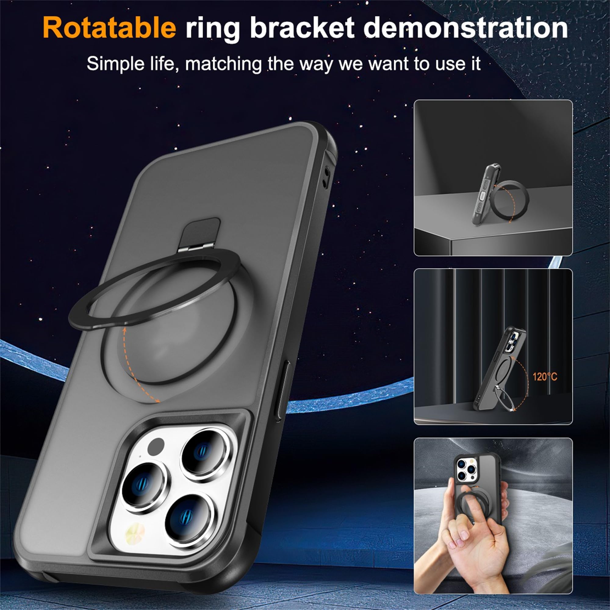 Foto 2 | Funda Skylmw Compatible Con Iphone 15 Pro Max Con Soporte Negro - Venta Internacional.