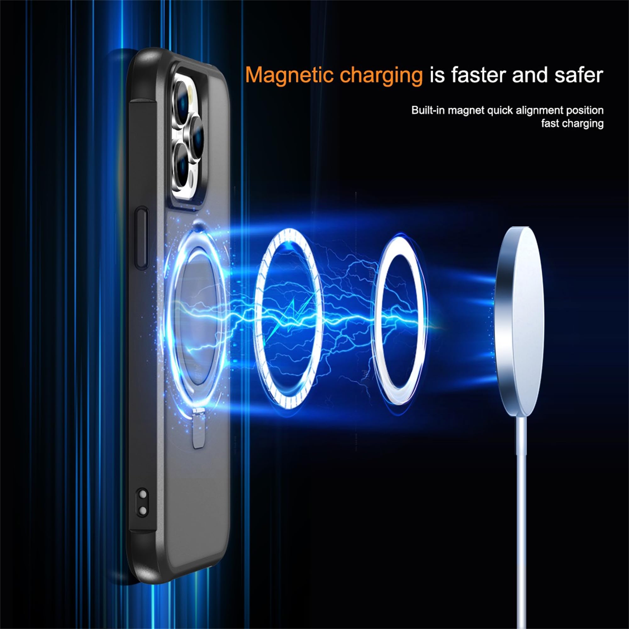 Foto 5 pulgar | Funda Skylmw Compatible Con Iphone 15 Pro Max Con Soporte Negro - Venta Internacional.