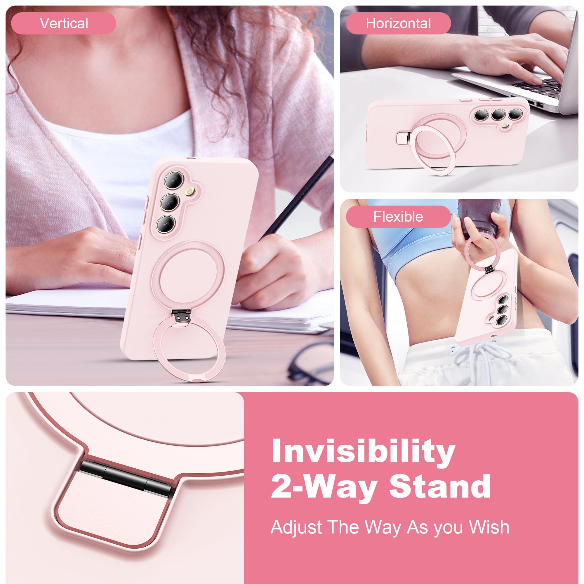 Foto 3 pulgar | Funda De Teléfono Skylmw Para Samsung Galaxy S24 Plus De Silicona Rosa - Venta Internacional.