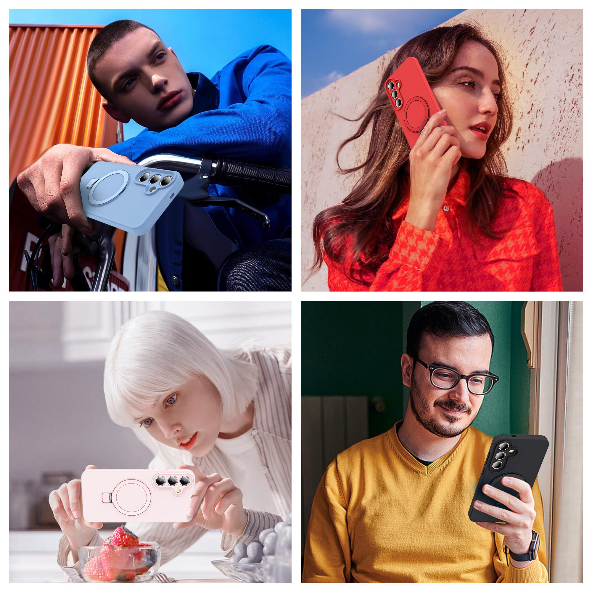Foto 7 pulgar | Funda De Teléfono Skylmw Para Samsung Galaxy S24 Plus De Silicona Rosa - Venta Internacional.