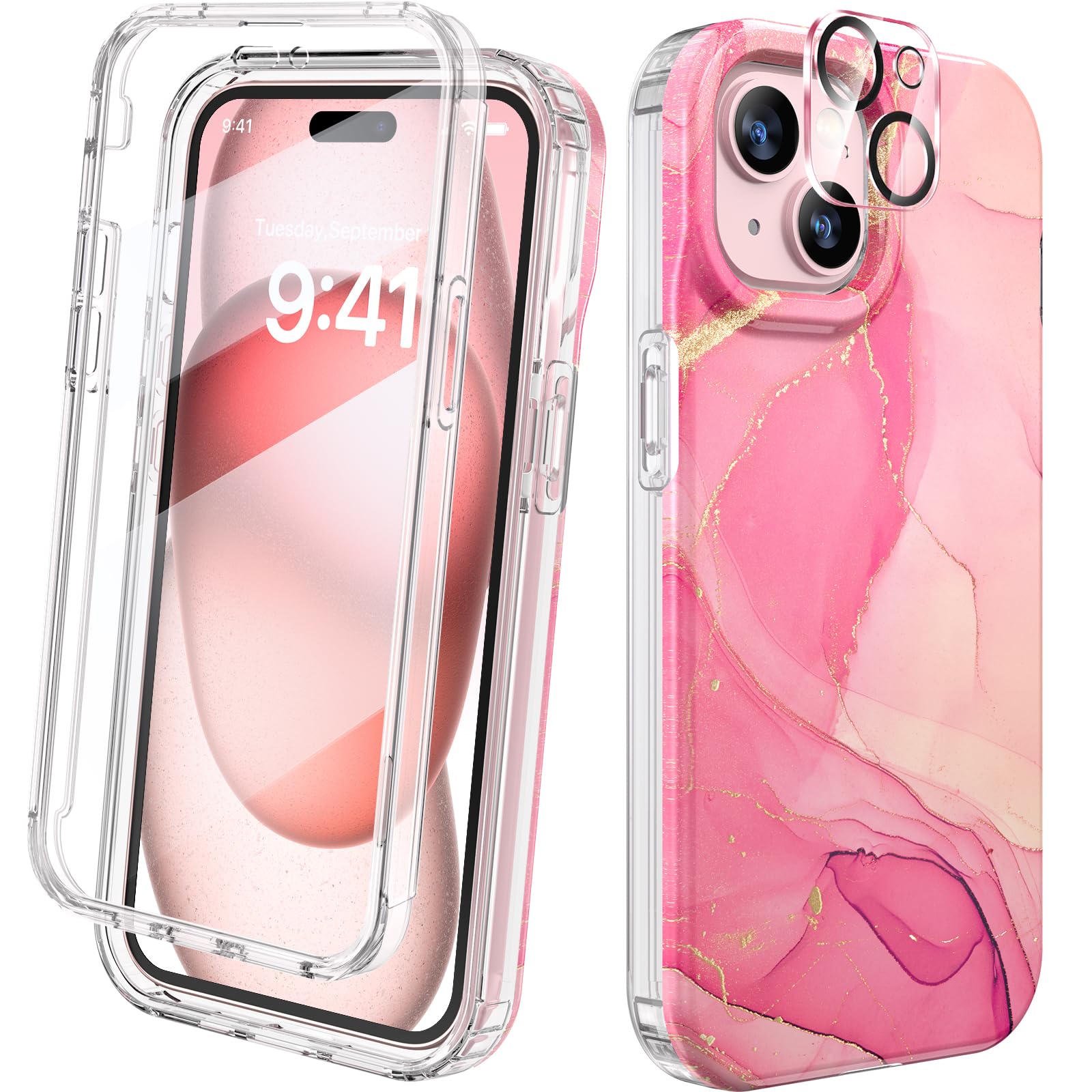 Foto 2 pulgar | Funda Para Teléfono Diaclara Diseñada Para Iphone 15 6.1, Color Rosa Dorado - Venta Internacional.
