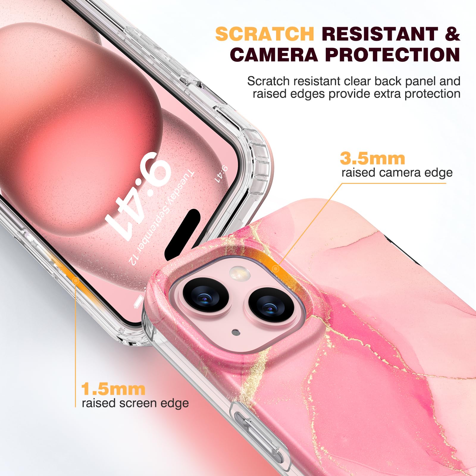 Foto 5 | Funda Para Teléfono Diaclara Diseñada Para Iphone 15 6.1, Color Rosa Dorado - Venta Internacional.