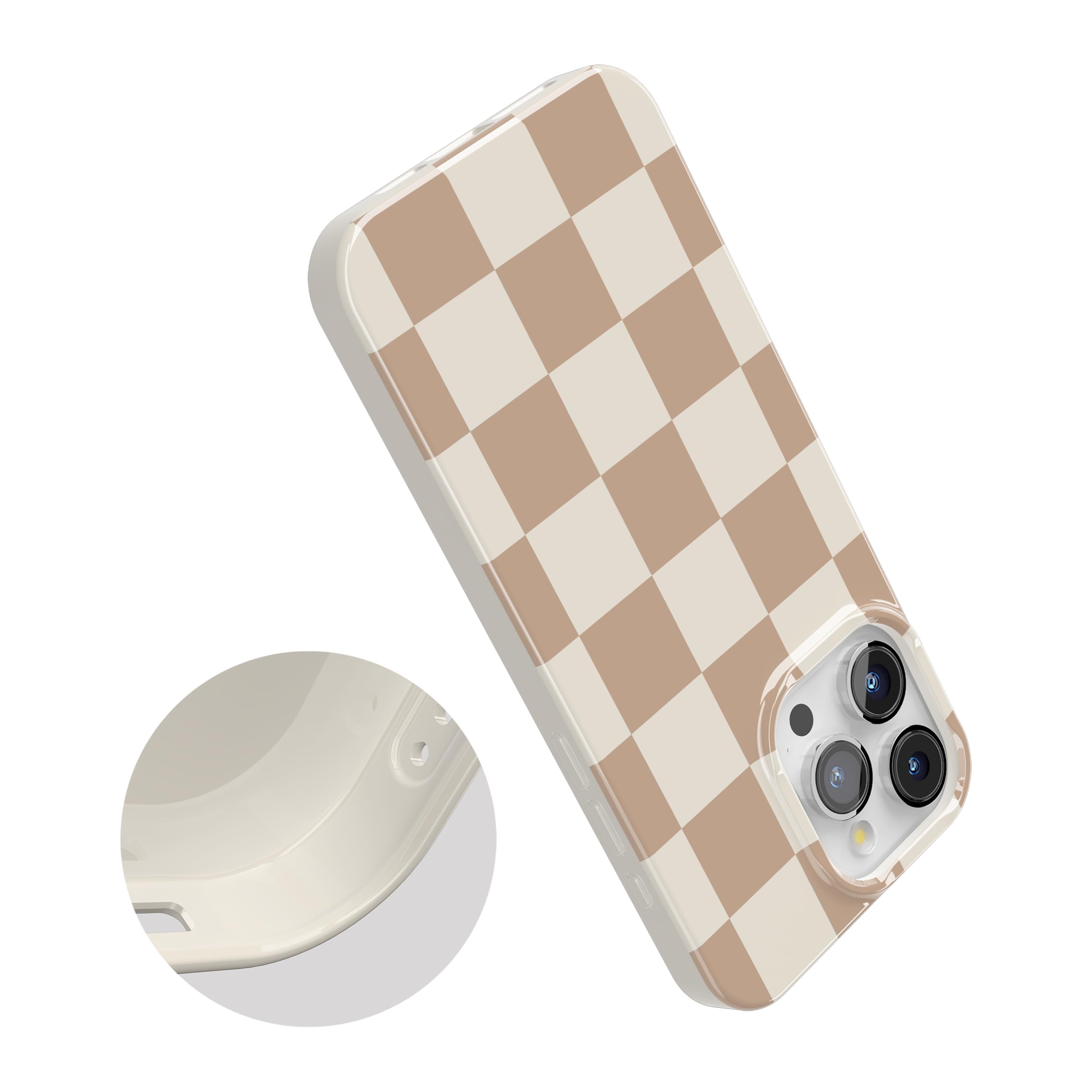 Foto 5 pulgar | Funda Para Teléfono Iphone 15 Pro, Diseño A Cuadros Neutros, Con Diseño A Cuadros - Venta Internacional.