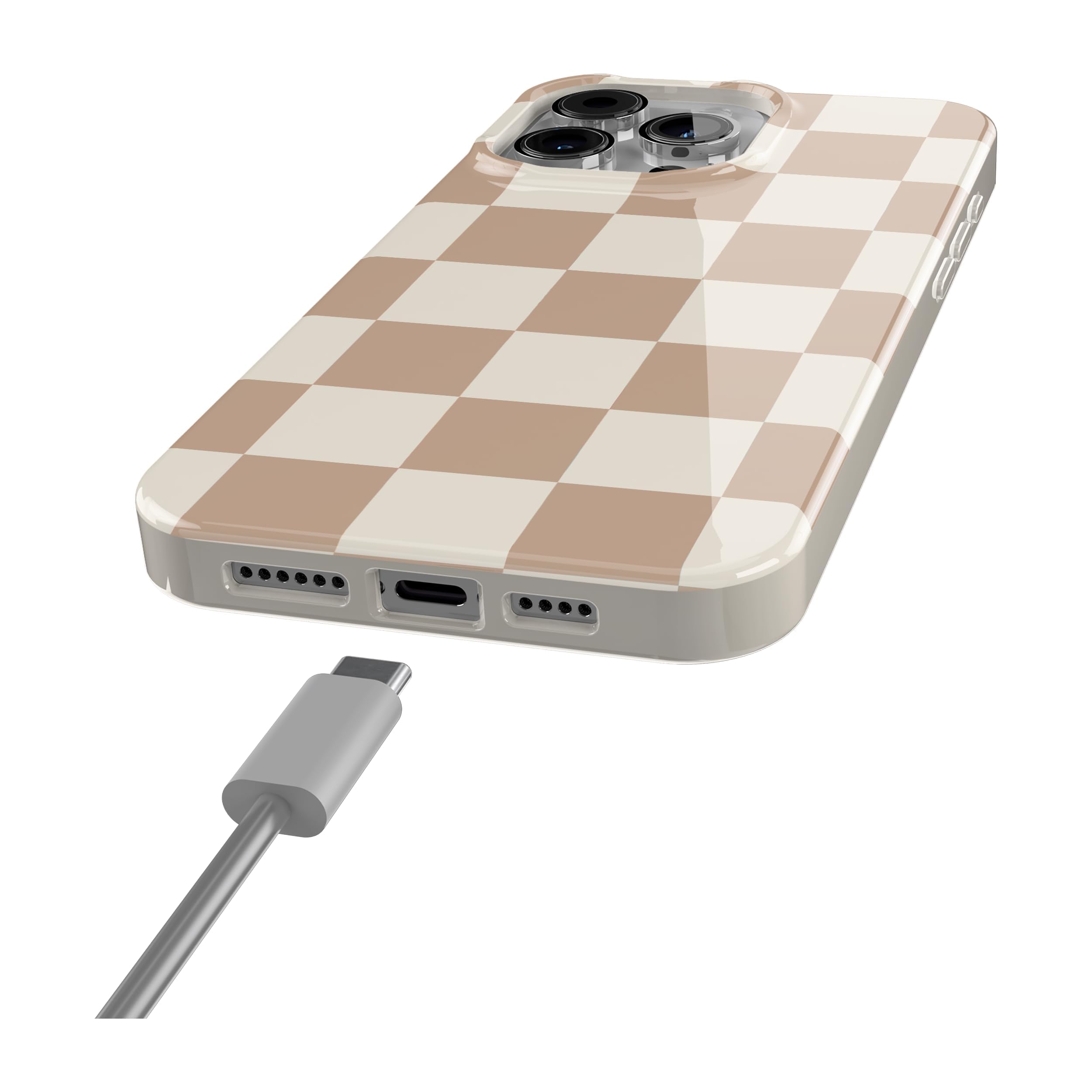Foto 7 pulgar | Funda Para Teléfono Iphone 15 Pro, Diseño A Cuadros Neutros, Con Diseño A Cuadros - Venta Internacional.