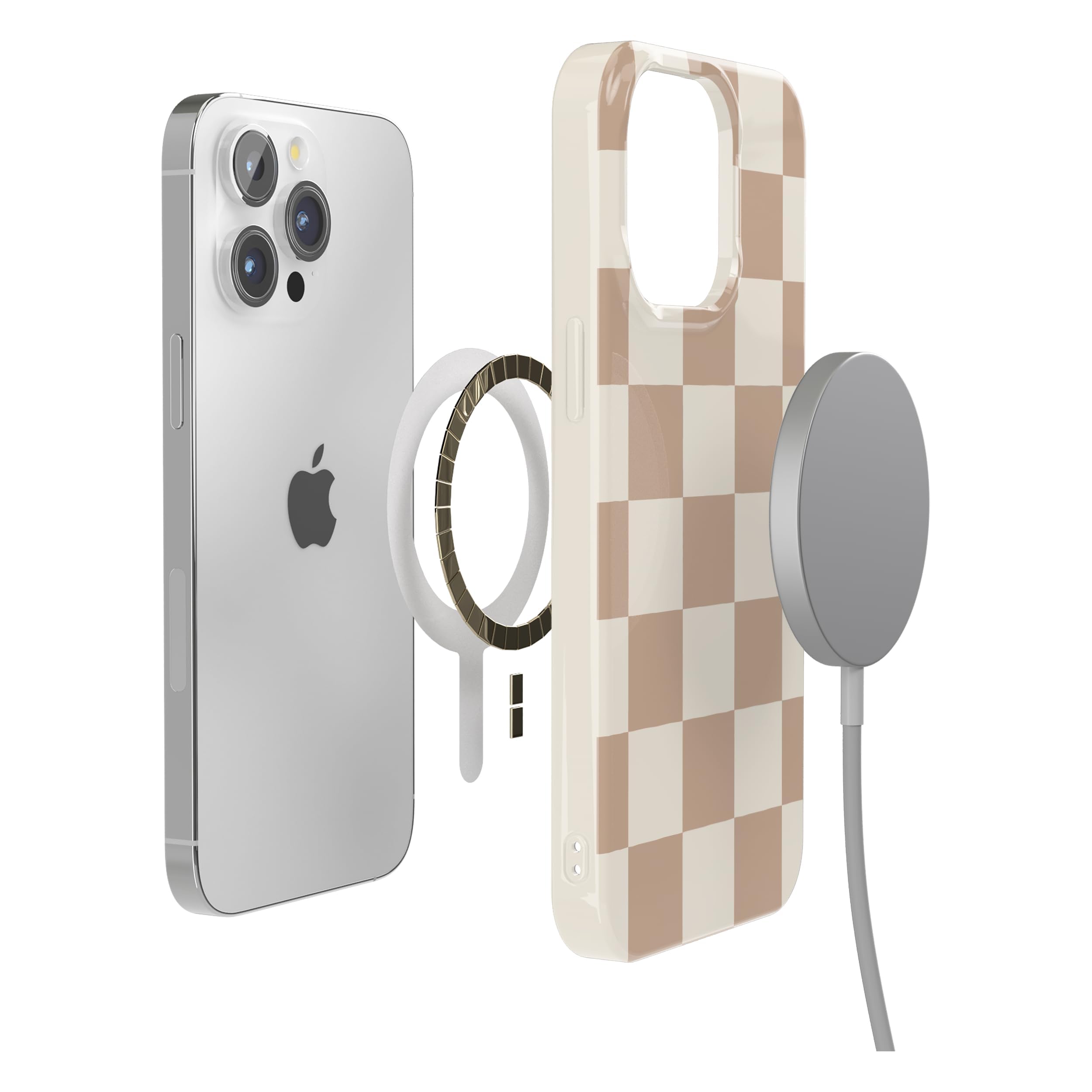 Foto 8 pulgar | Funda Para Teléfono Iphone 15 Pro, Diseño A Cuadros Neutros, Con Diseño A Cuadros - Venta Internacional.