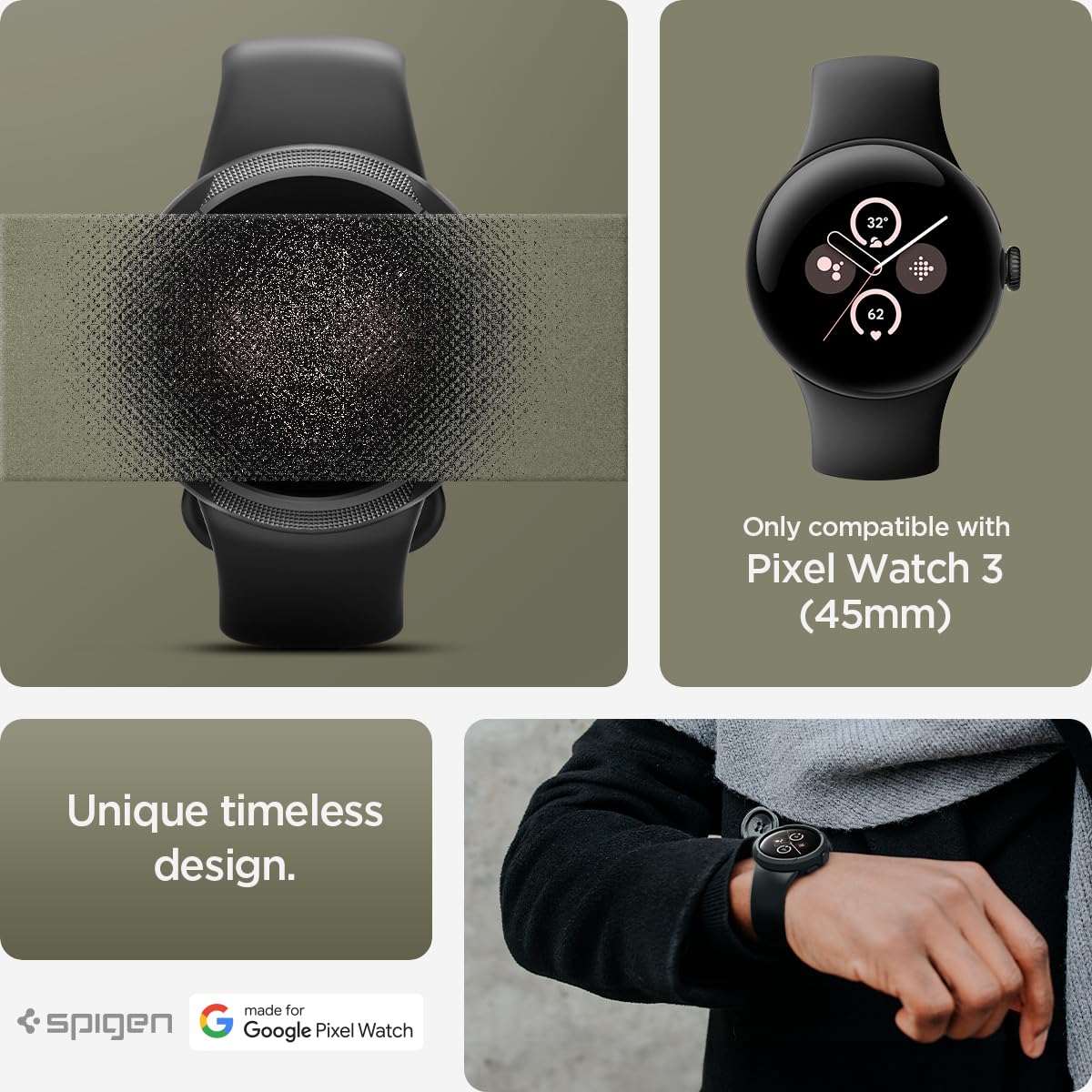 Foto 2 | Funda Spigen Liquid Air Tpu Para Google Pixel Watch 3 De 45 Mm - Venta Internacional.
