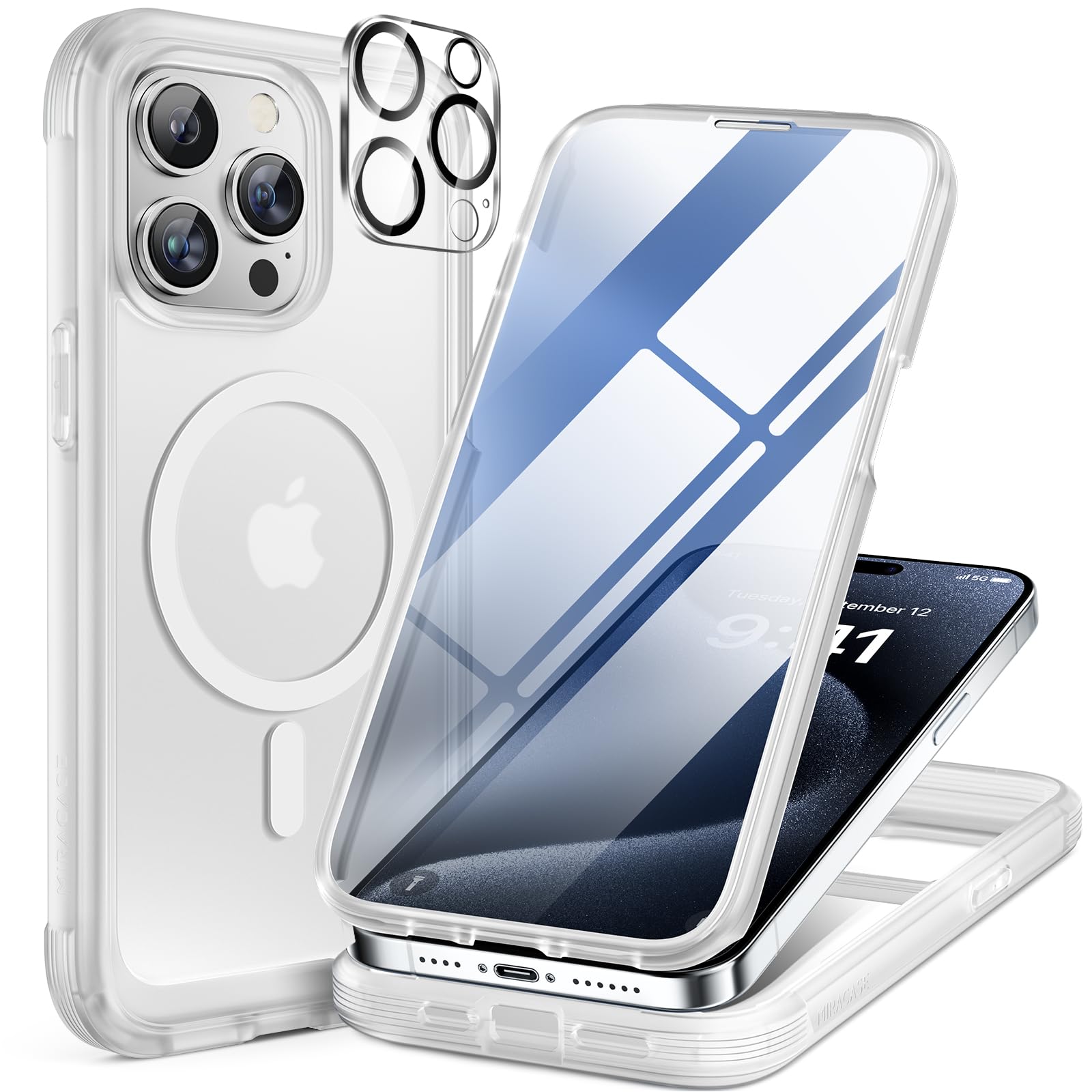 Foto 2 pulgar | Funda Magnética Miracase Para Iphone 15 Pro Max, Color Blanco - Venta Internacional.