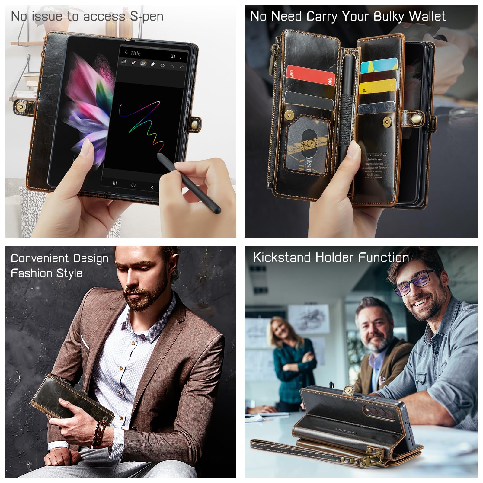 Foto 4 pulgar | Funda Tipo Cartera Defencase Compatible Con Samsung Galaxy Z Fold 3 - Venta Internacional.