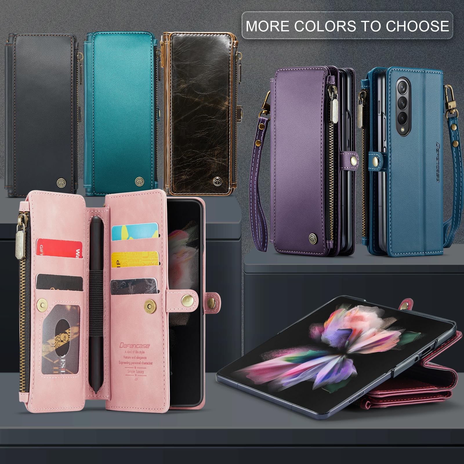 Foto 7 pulgar | Funda Tipo Cartera Defencase Compatible Con Samsung Galaxy Z Fold 3 - Venta Internacional.