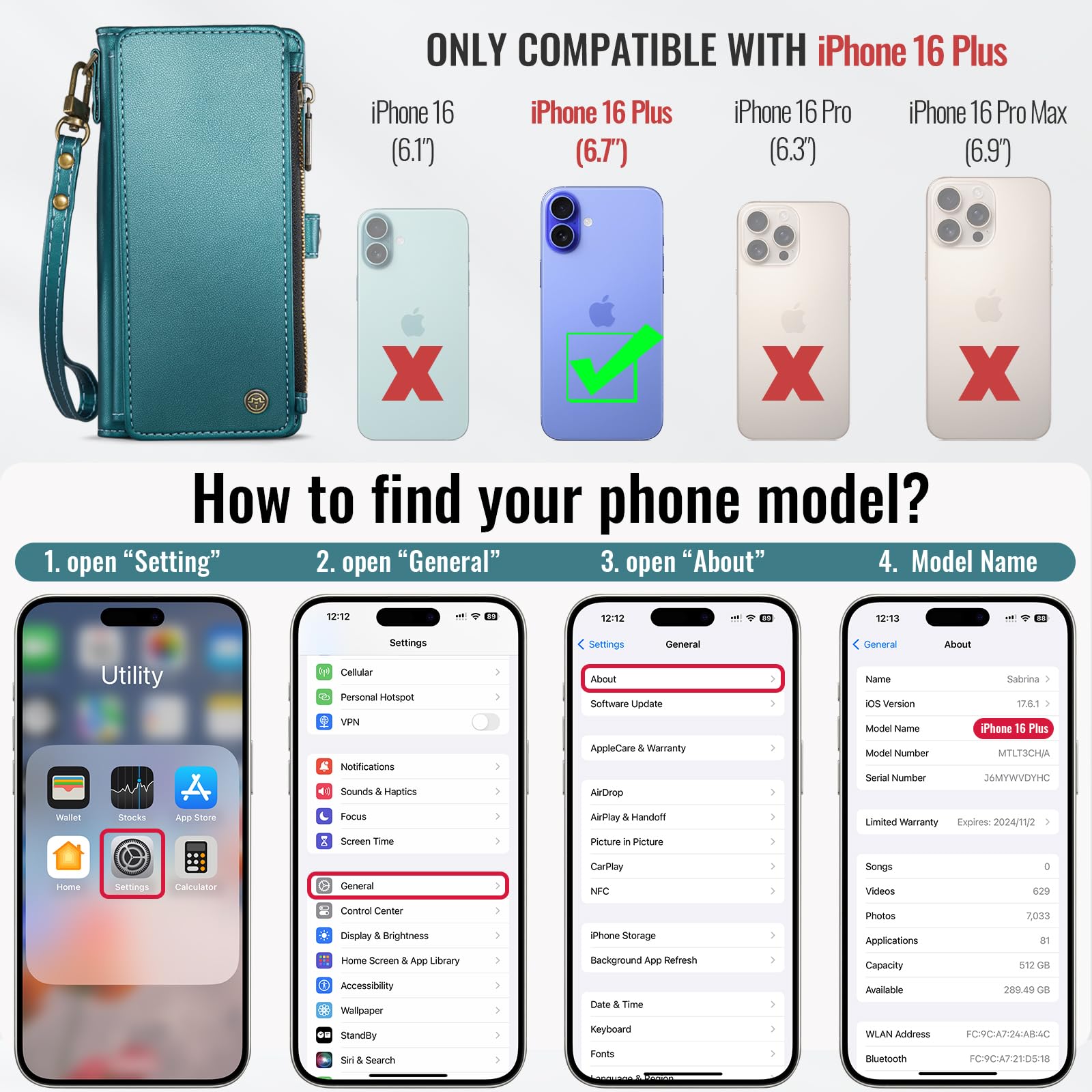 Foto 3 pulgar | Funda Para Teléfono Wallet Defense Compatible Con Iphone 16 Plus - Venta Internacional.