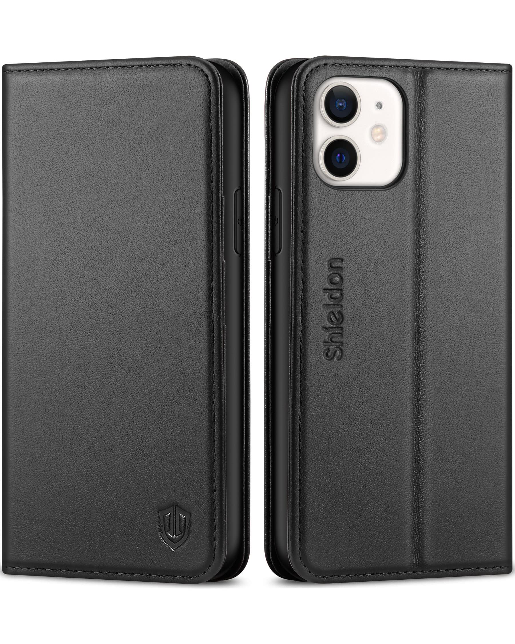 Foto 2 pulgar | Funda Tipo Cartera Shieldon Para Iphone 11 De Piel Auténtica, Color Negro - Venta Internacional.