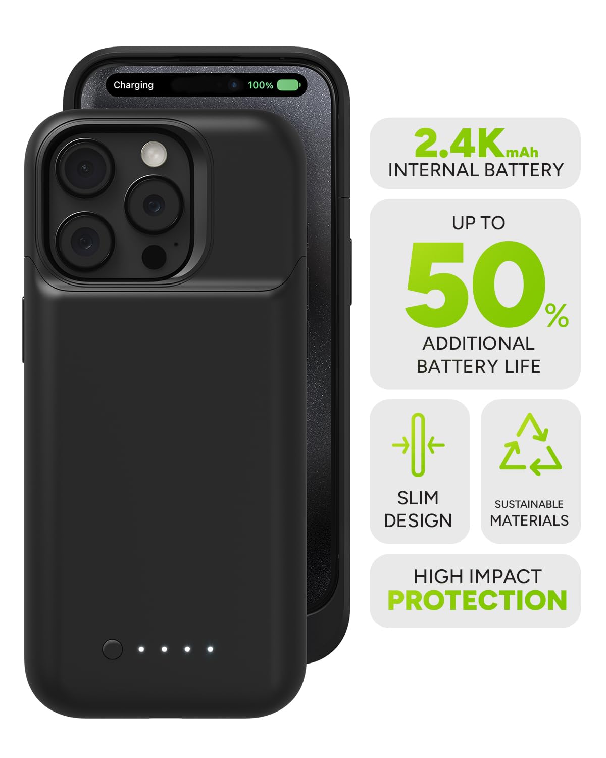 Foto 3 pulgar | Funda De Batería Mophie Juice Pack Para Iphone 15 Pro Negra - Venta Internacional.