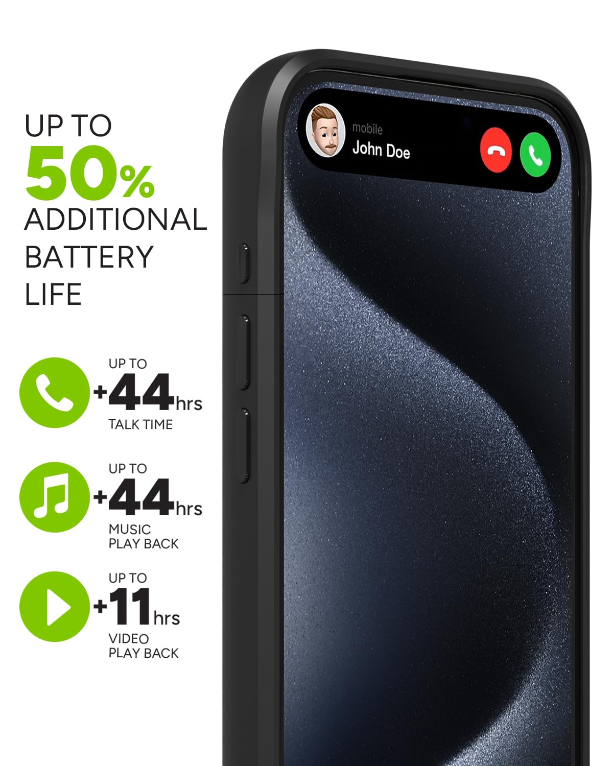 Foto 3 | Funda De Batería Mophie Juice Pack Para Iphone 15 Pro Negra - Venta Internacional.