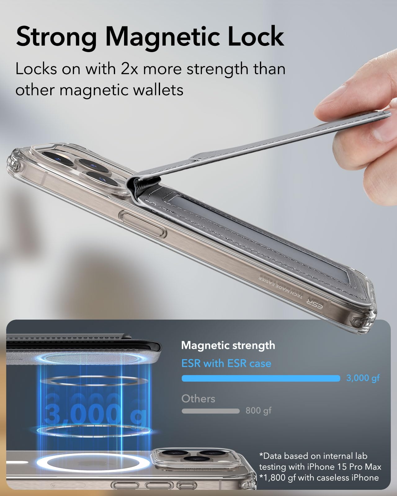Foto 4 pulgar | Cartera Magnética Esr Halolock Para Iphone 16/15/14/13/12 Gris - Venta Internacional.