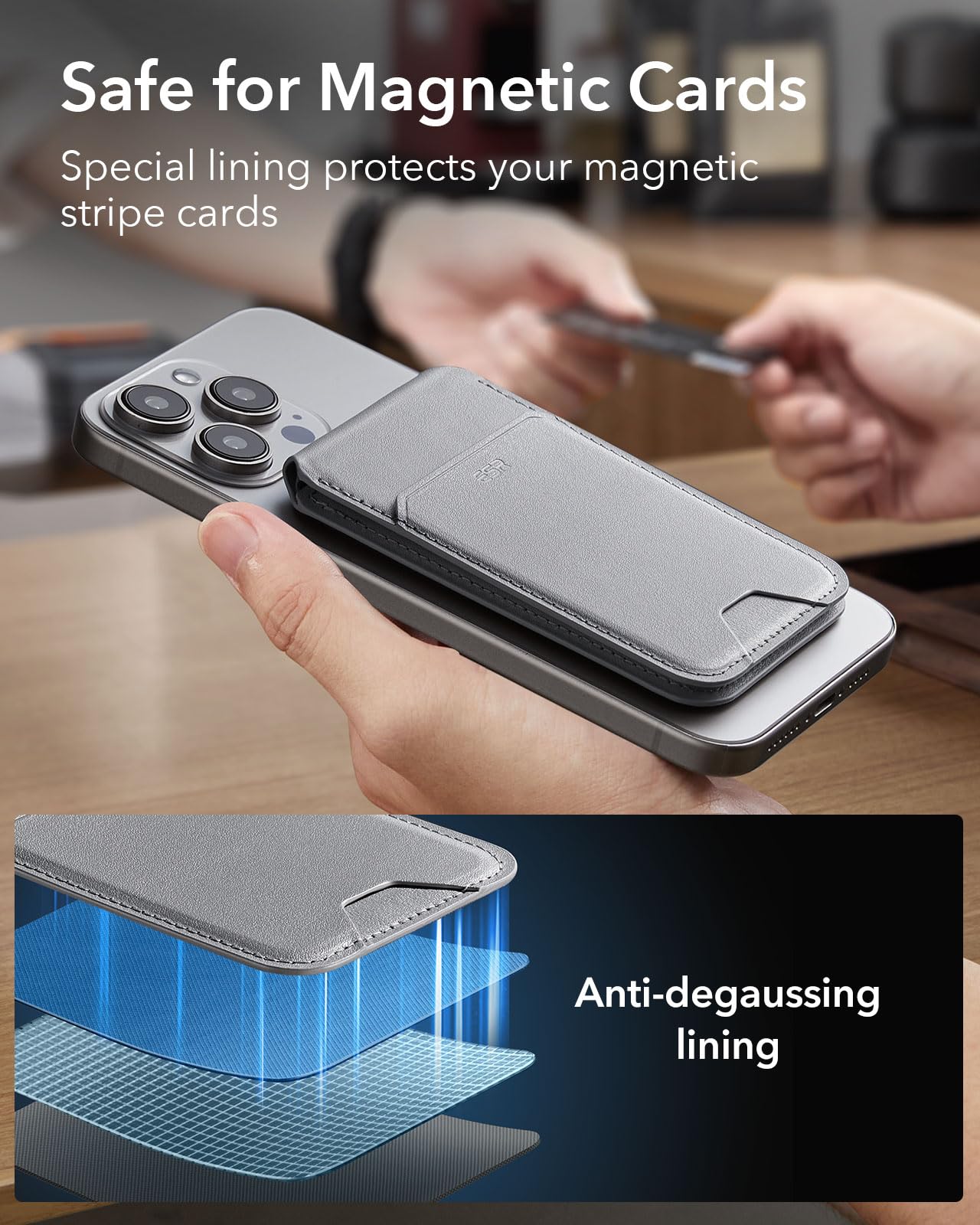 Foto 7 pulgar | Cartera Magnética Esr Halolock Para Iphone 16/15/14/13/12 Gris - Venta Internacional.