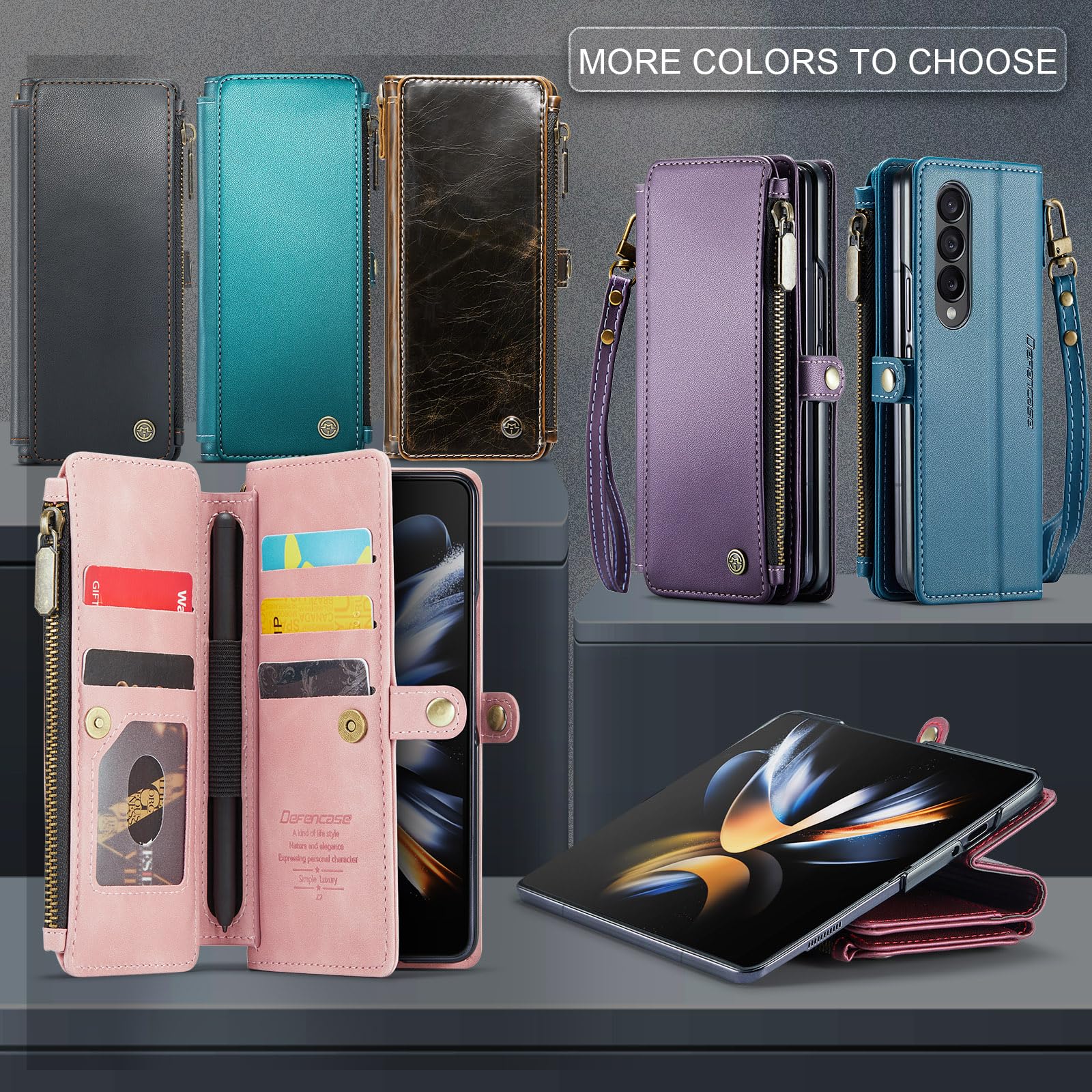 Foto 7 pulgar | Funda Tipo Cartera Defcase Para Samsung Galaxy Z Fold 4 Coffee - Venta Internacional.