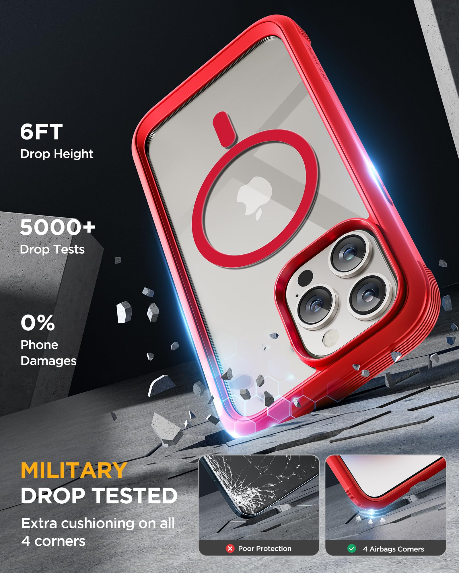 Foto 5 pulgar | Funda Miracase Magnetic Para Iphone 15 Pro Max, Color Rojo - Venta Internacional.