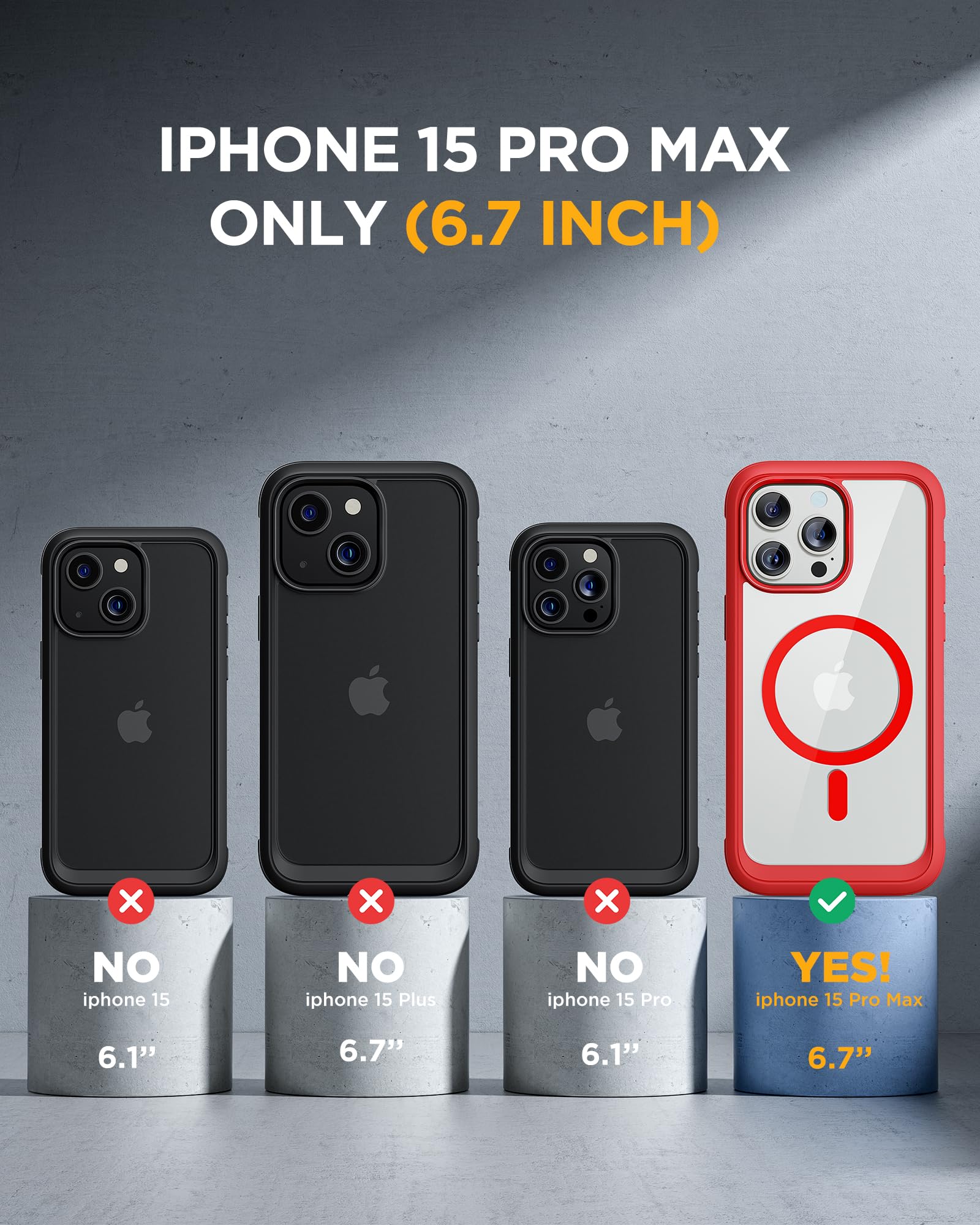 Foto 6 | Funda Miracase Magnetic Para Iphone 15 Pro Max, Color Rojo - Venta Internacional.