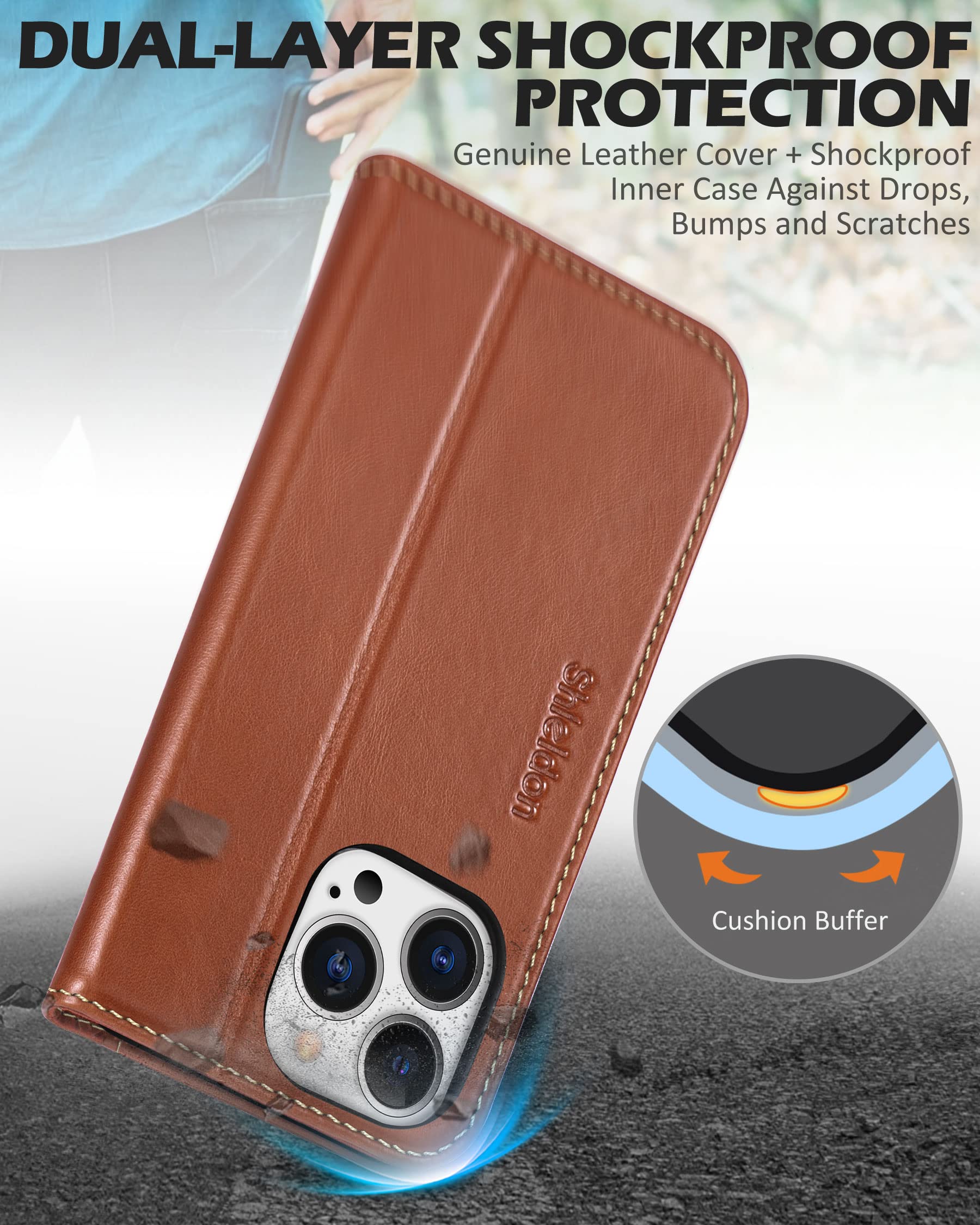 Foto 7 pulgar | Funda Shieldon Para Iphone 13 Pro 5g De Piel Auténtica Tipo Cartera - Venta Internacional.