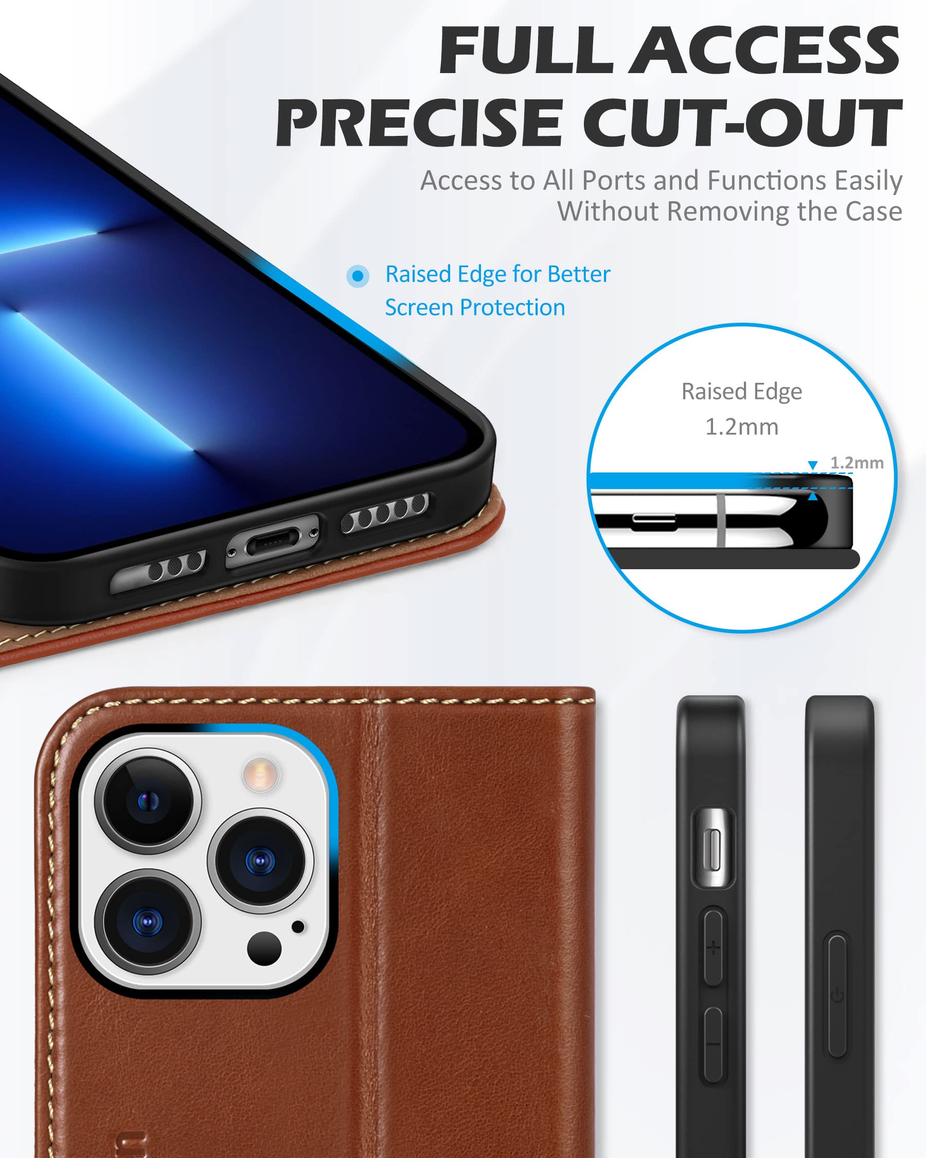 Foto 8 pulgar | Funda Shieldon Para Iphone 13 Pro 5g De Piel Auténtica Tipo Cartera - Venta Internacional.