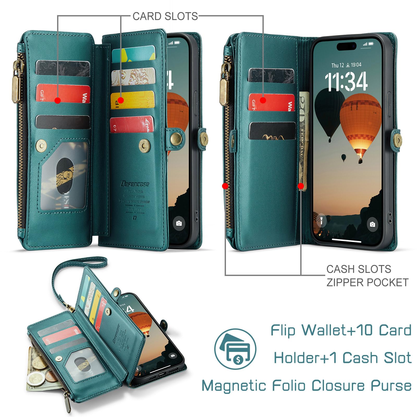 Foto 4 pulgar | Funda De Teléfono Wallet Defcase Compatible Con Iphone 15 Pro Max - Venta Internacional.