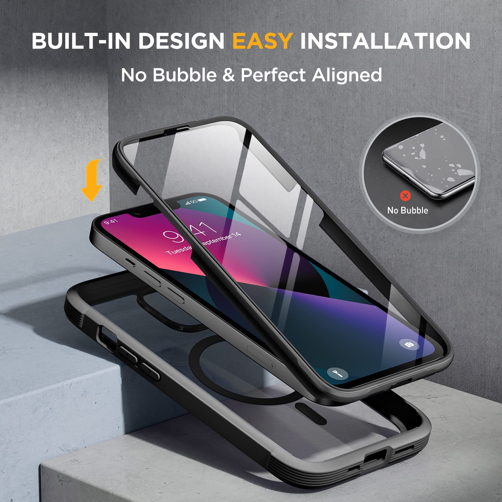 Foto 3 | Funda De Teléfono Miracase Glass Series Para Iphone 13 De 6.1 Pulgadas, Negra - Venta Internacional.
