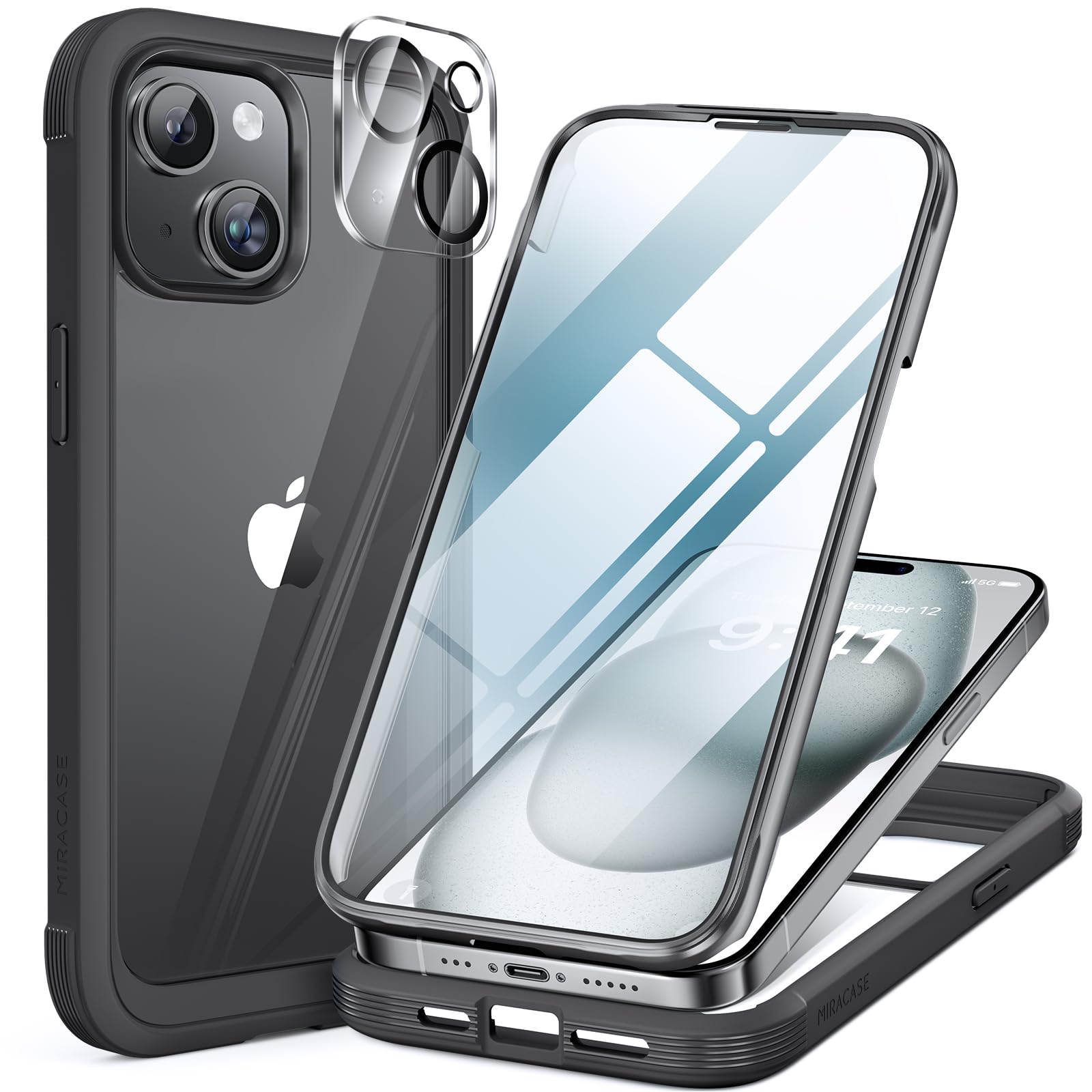 Foto 2 pulgar | Funda De Teléfono Miracase Glass Series Para Iphone 15 Plus De 6.7 Pulgadas, Negra - Venta Internacional.