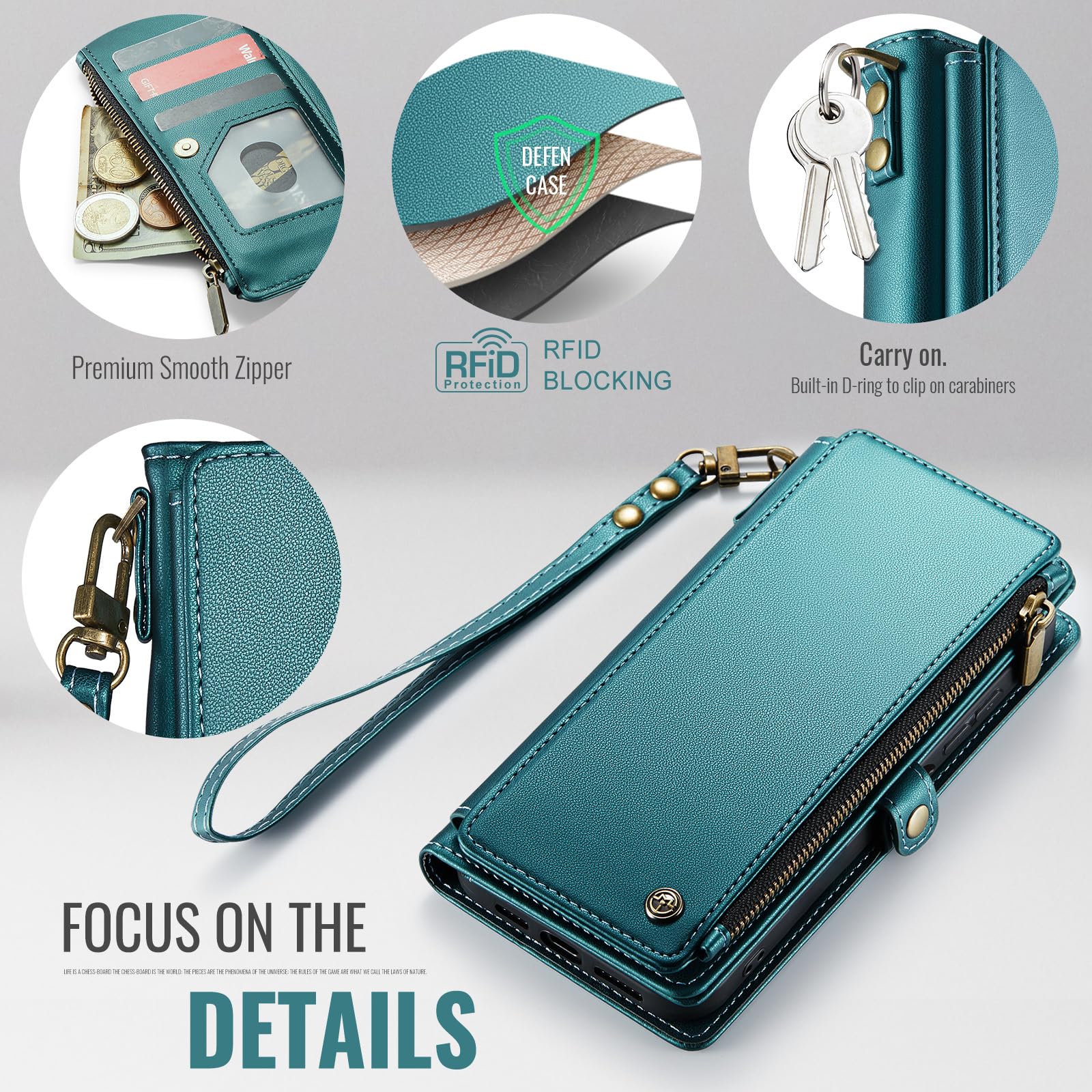 Foto 5 pulgar | Funda Wallet Defcase Compatible Con Galaxy A15 5g, Azul Y Verde - Venta Internacional.