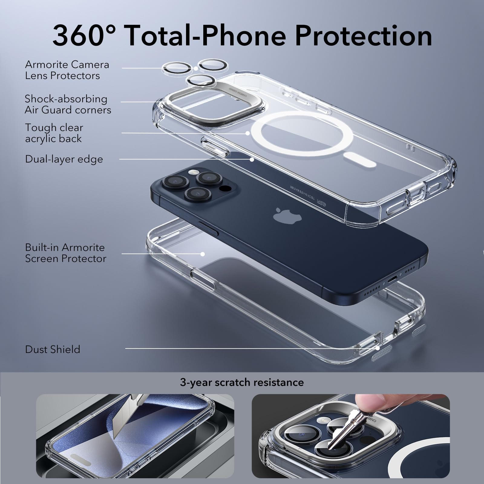 Foto 4 pulgar | Funda Esr Para Iphone 14 Pro Max Con Cristal Templado Transparente - Venta Internacional.