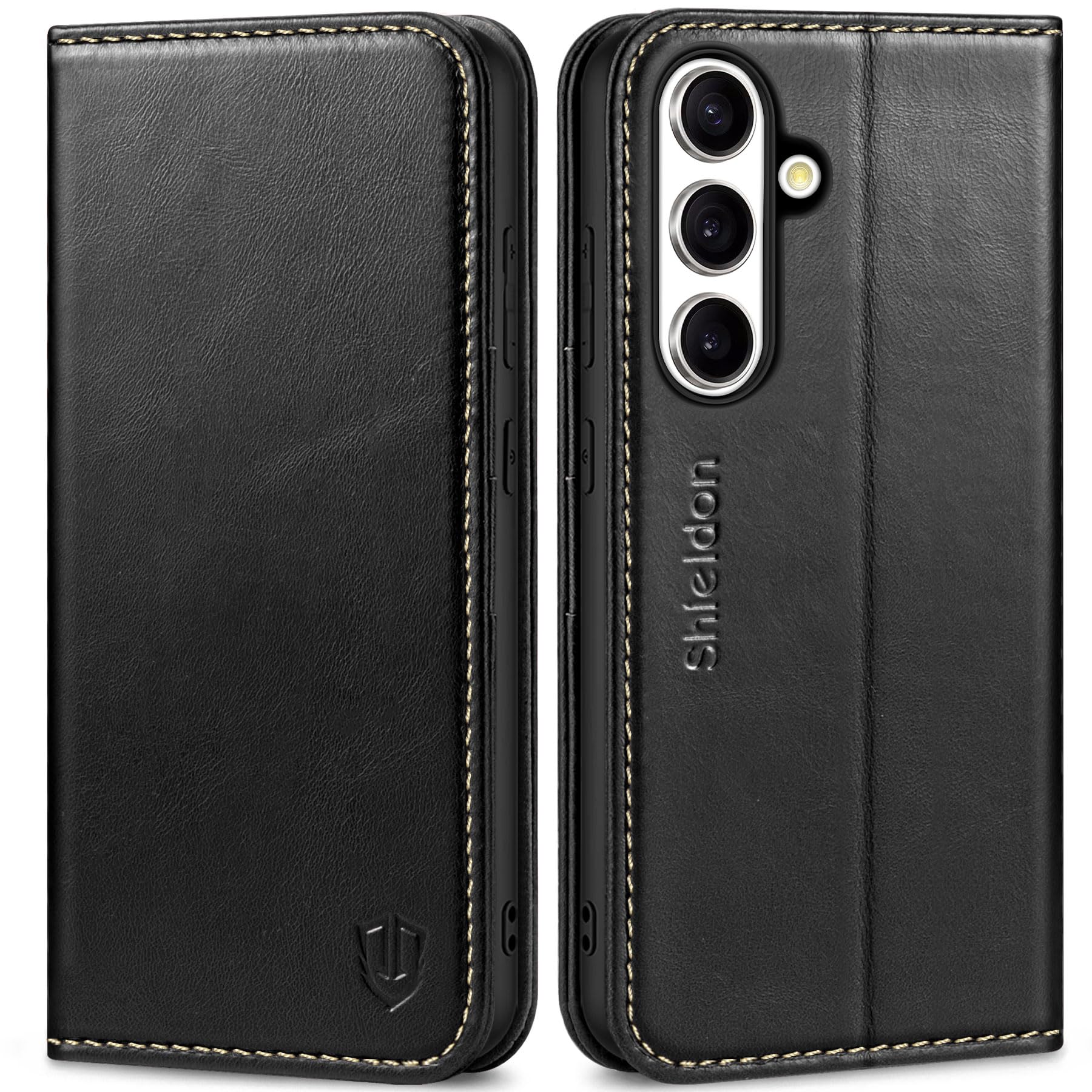 Foto 2 pulgar | Funda Shieldon Para Galaxy S24+ Plus 5g De Piel Auténtica, Color Negro - Venta Internacional.