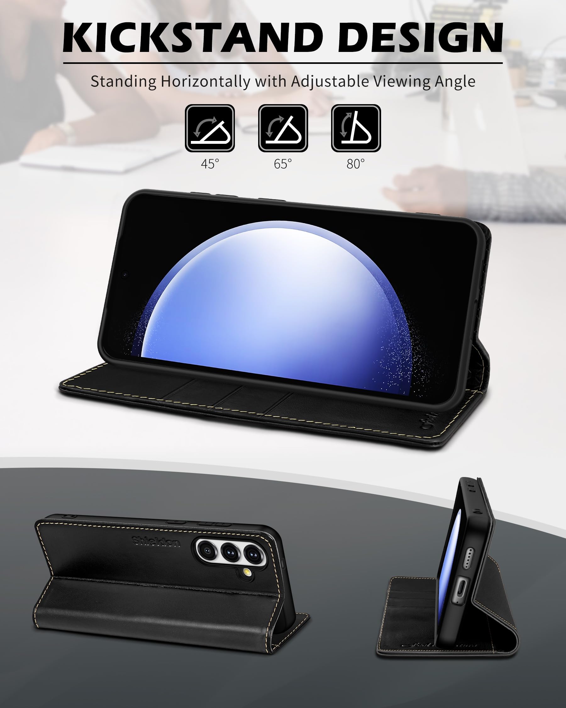 Foto 6 pulgar | Funda Shieldon Para Galaxy S24+ Plus 5g De Piel Auténtica, Color Negro - Venta Internacional.