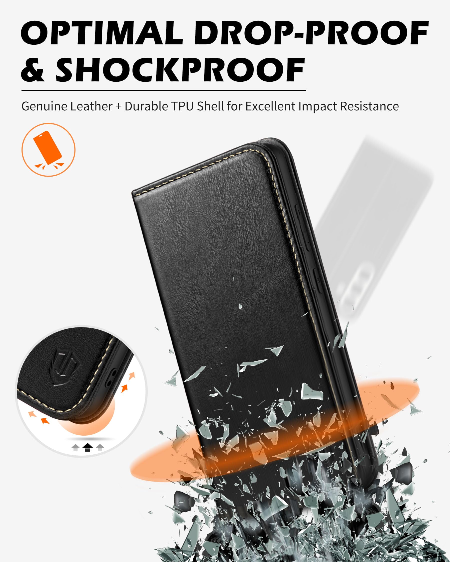 Foto 7 pulgar | Funda Shieldon Para Galaxy S24+ Plus 5g De Piel Auténtica, Color Negro - Venta Internacional.