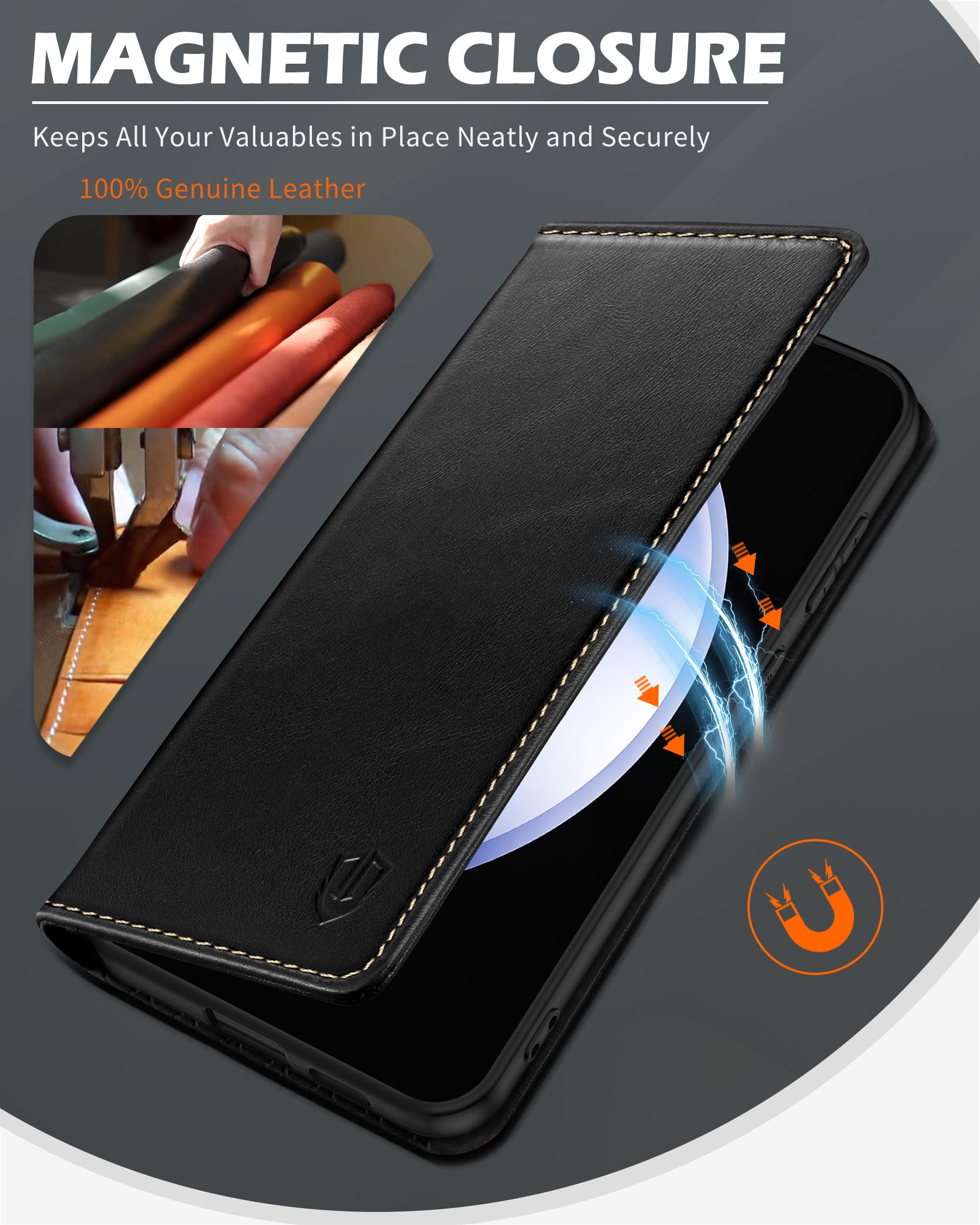 Foto 8 pulgar | Funda Shieldon Para Galaxy S24+ Plus 5g De Piel Auténtica, Color Negro - Venta Internacional.