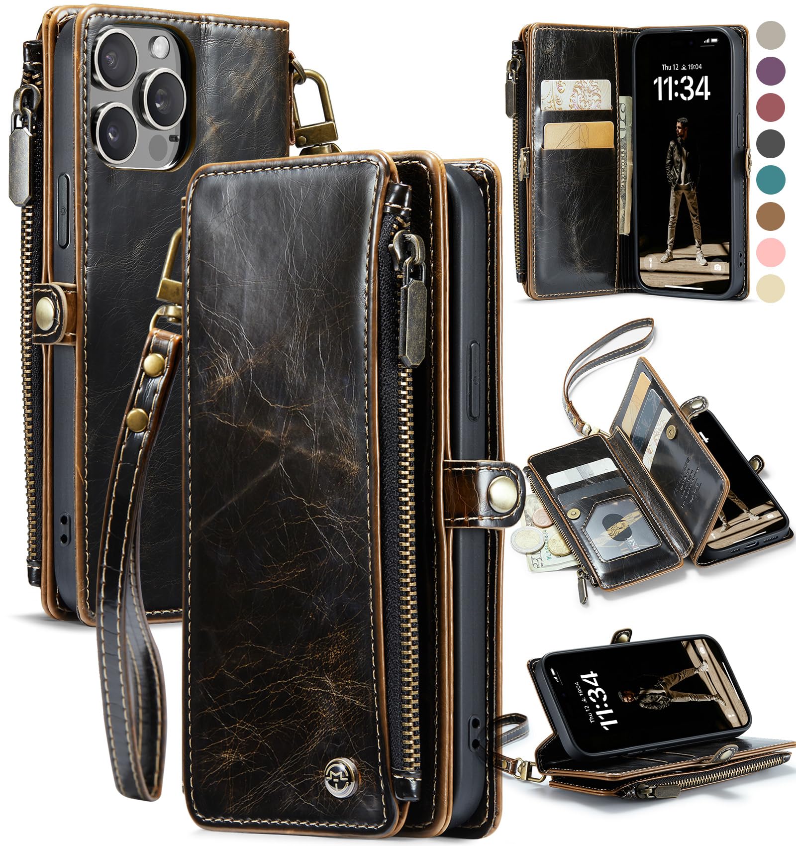 Foto 2 pulgar | Funda Wallet Defencase Compatible Con Iphone 12/pro Coffee - Venta Internacional.