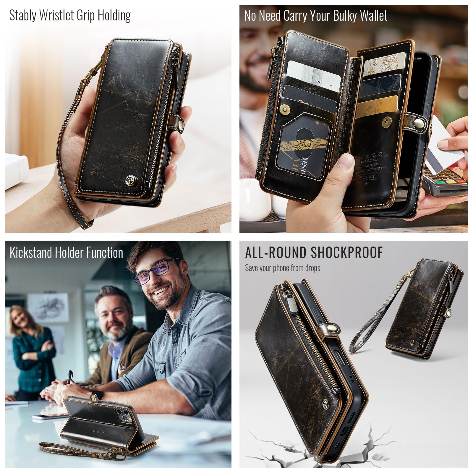 Foto 4 | Funda Wallet Defencase Compatible Con Iphone 12/pro Coffee - Venta Internacional.