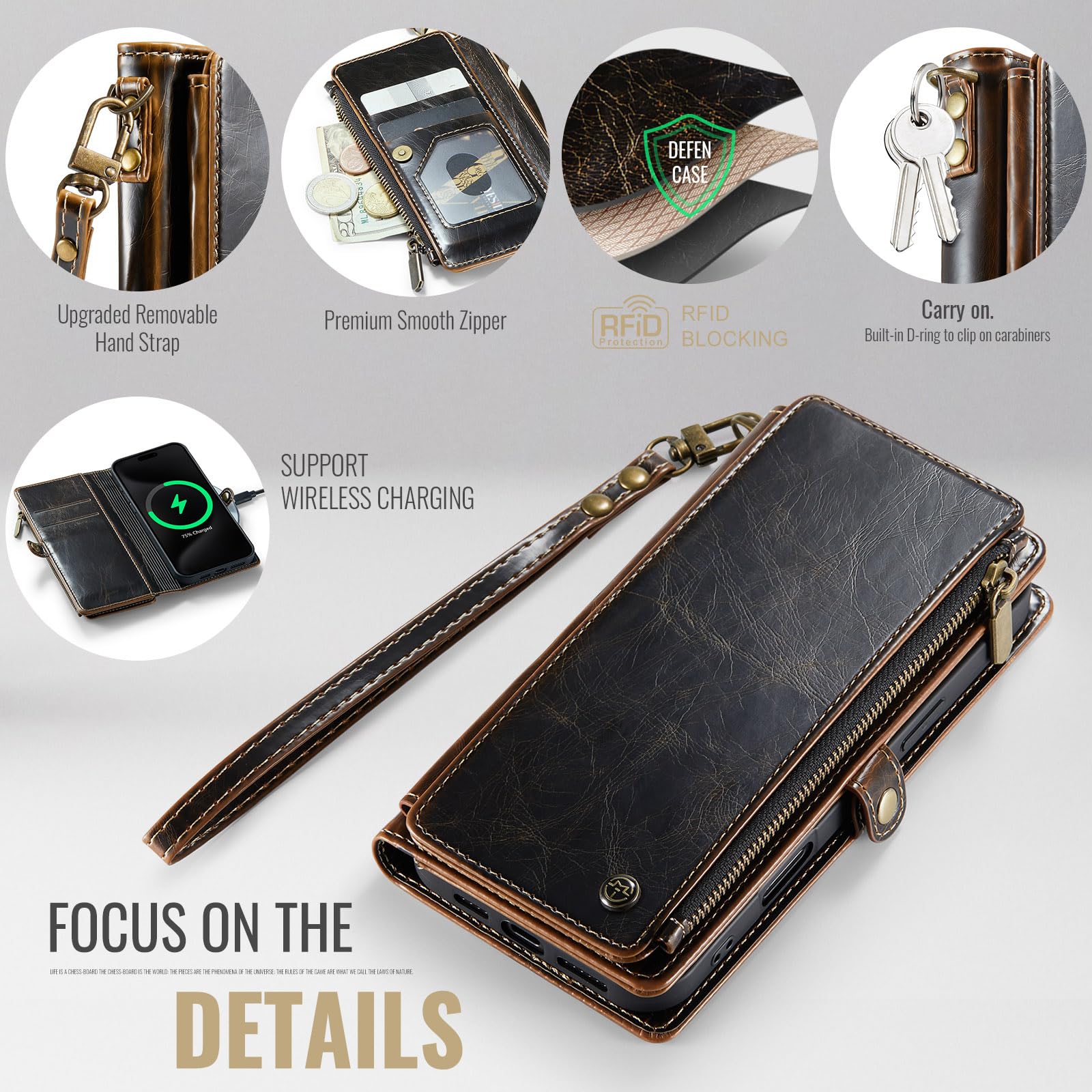 Foto 6 pulgar | Funda Wallet Defencase Compatible Con Iphone 12/pro Coffee - Venta Internacional.