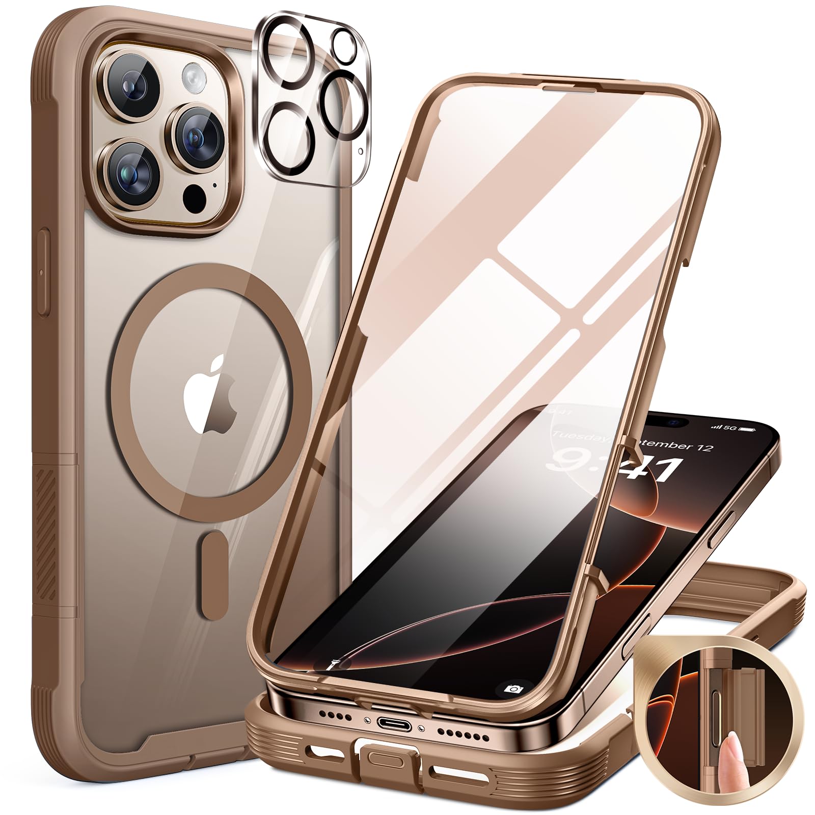 Foto 2 pulgar | Funda Magnética Miracase Para Iphone 16 Pro Con Pantalla Dorada - Venta Internacional.