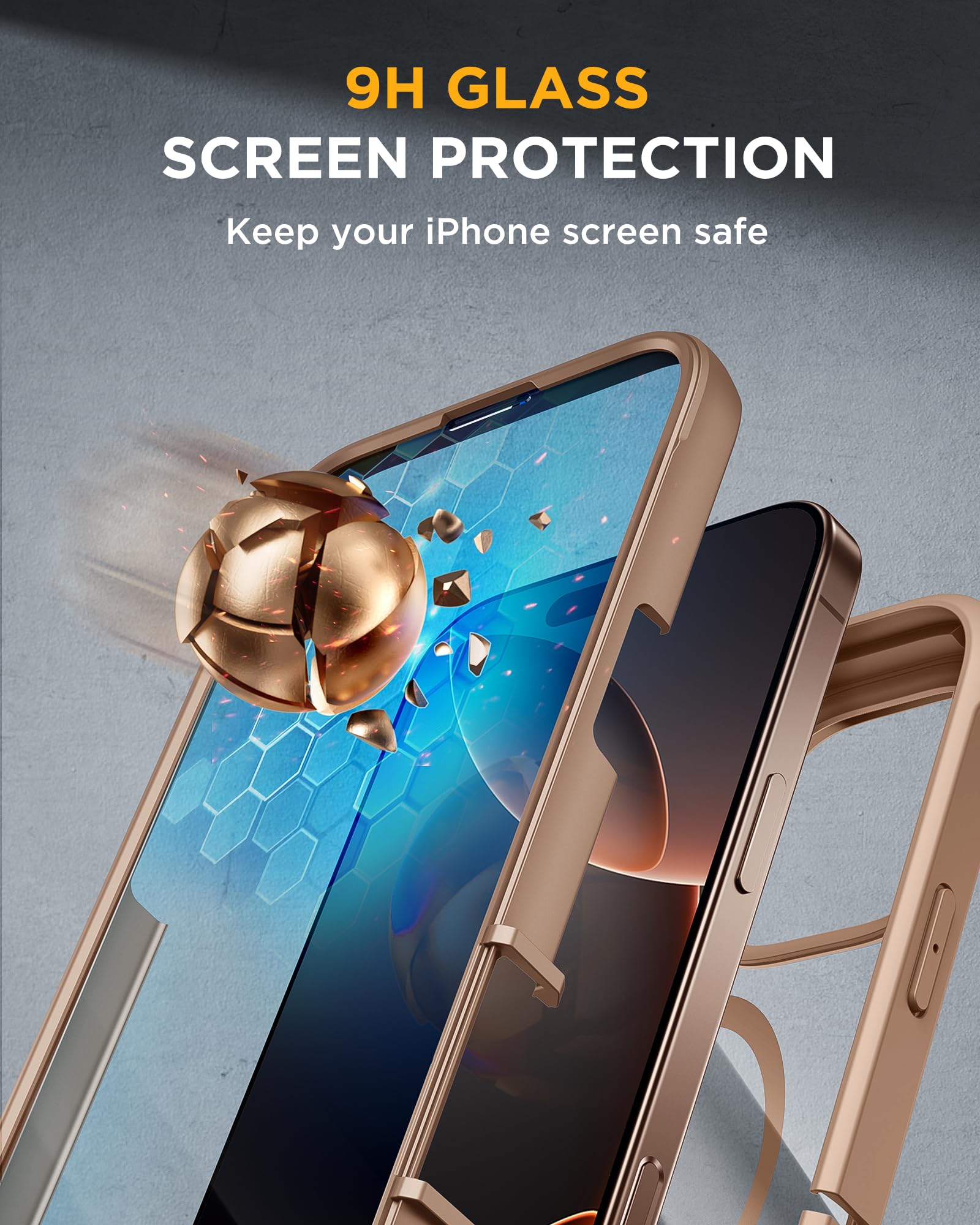 Foto 4 pulgar | Funda Magnética Miracase Para Iphone 16 Pro Con Pantalla Dorada - Venta Internacional.