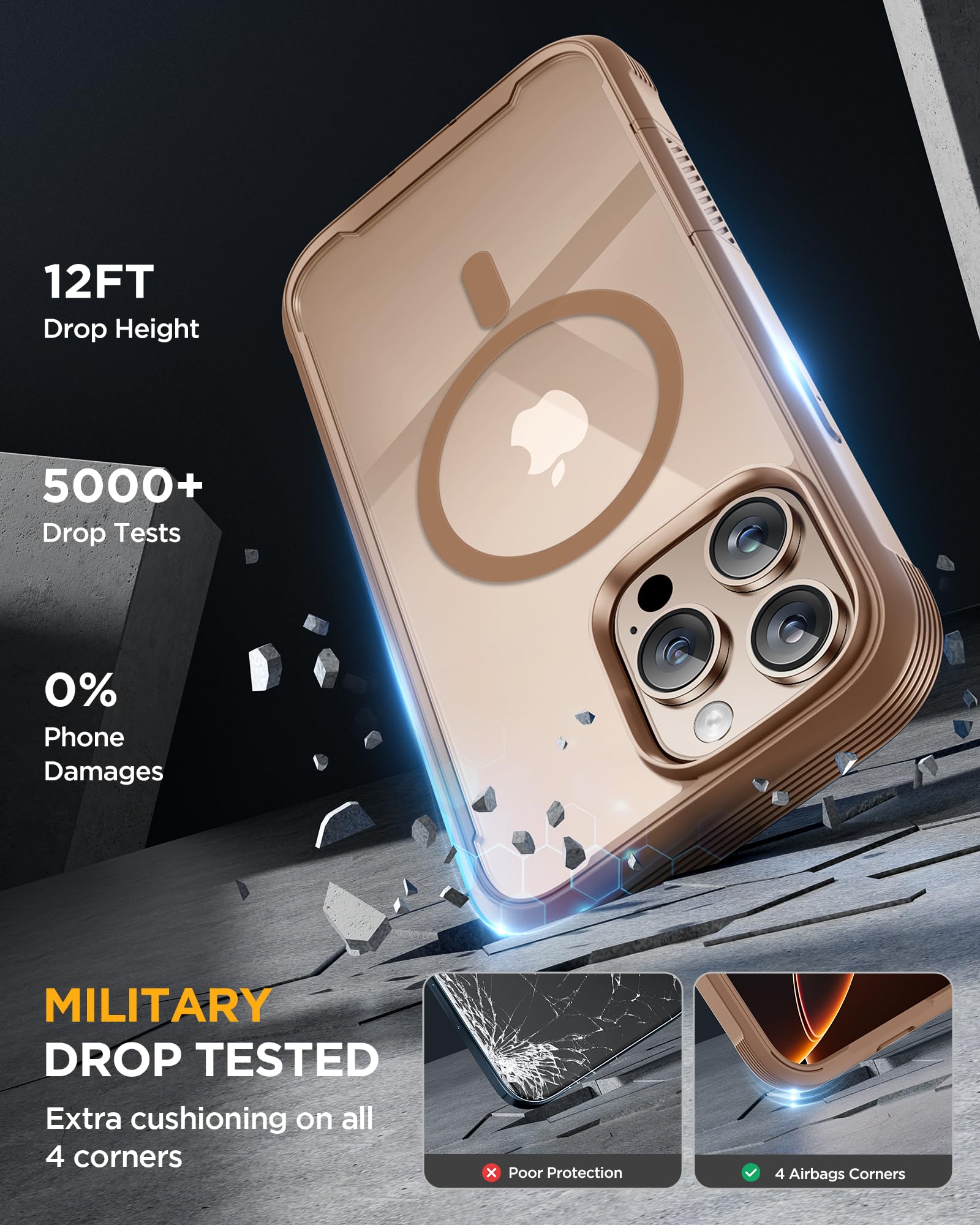 Foto 5 pulgar | Funda Magnética Miracase Para Iphone 16 Pro Con Pantalla Dorada - Venta Internacional.