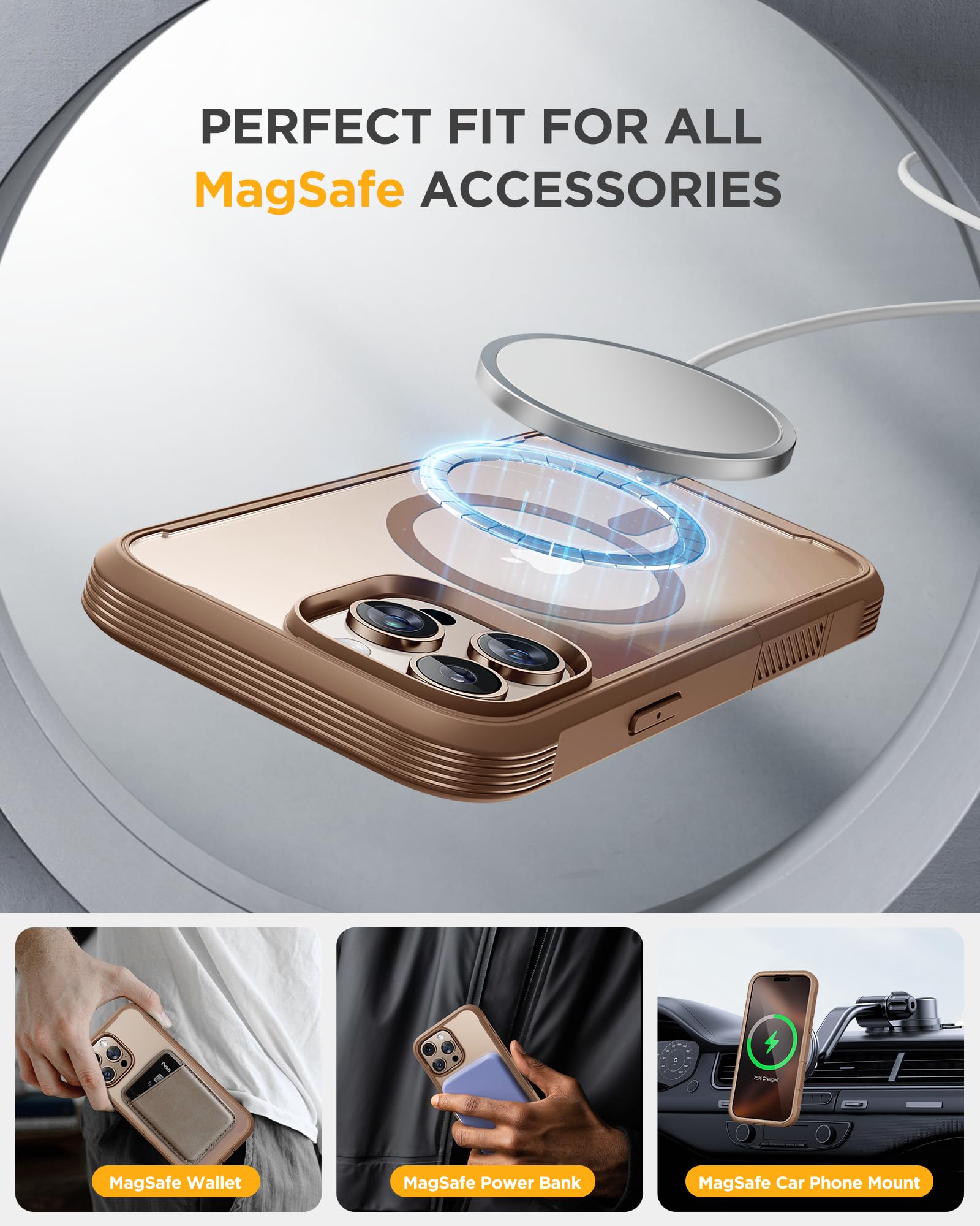 Foto 7 pulgar | Funda Magnética Miracase Para Iphone 16 Pro Con Pantalla Dorada - Venta Internacional.