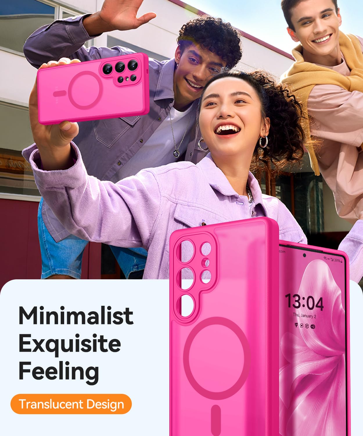 Foto 5 pulgar | Funda De Teléfono Canshn Para Samsung Galaxy S25 Ultra Hot Pink - Venta Internacional.