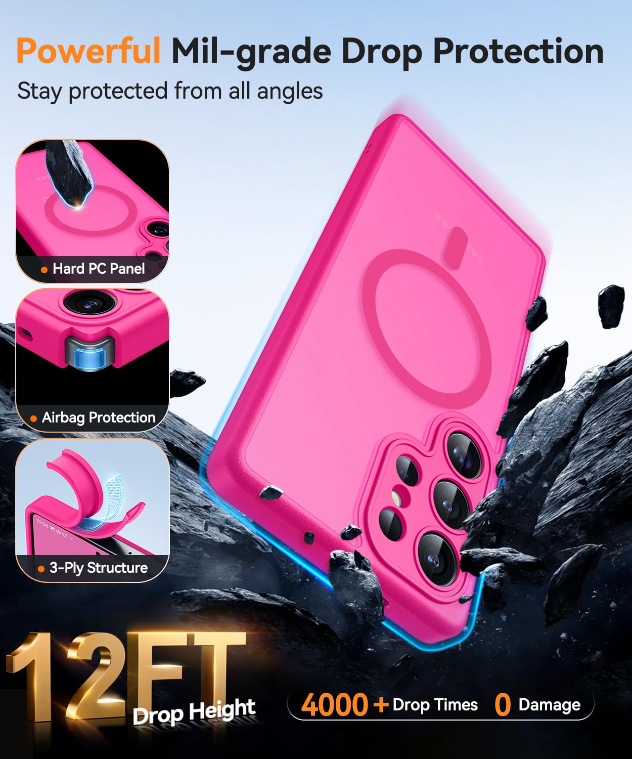 Foto 7 pulgar | Funda De Teléfono Canshn Para Samsung Galaxy S25 Ultra Hot Pink - Venta Internacional.
