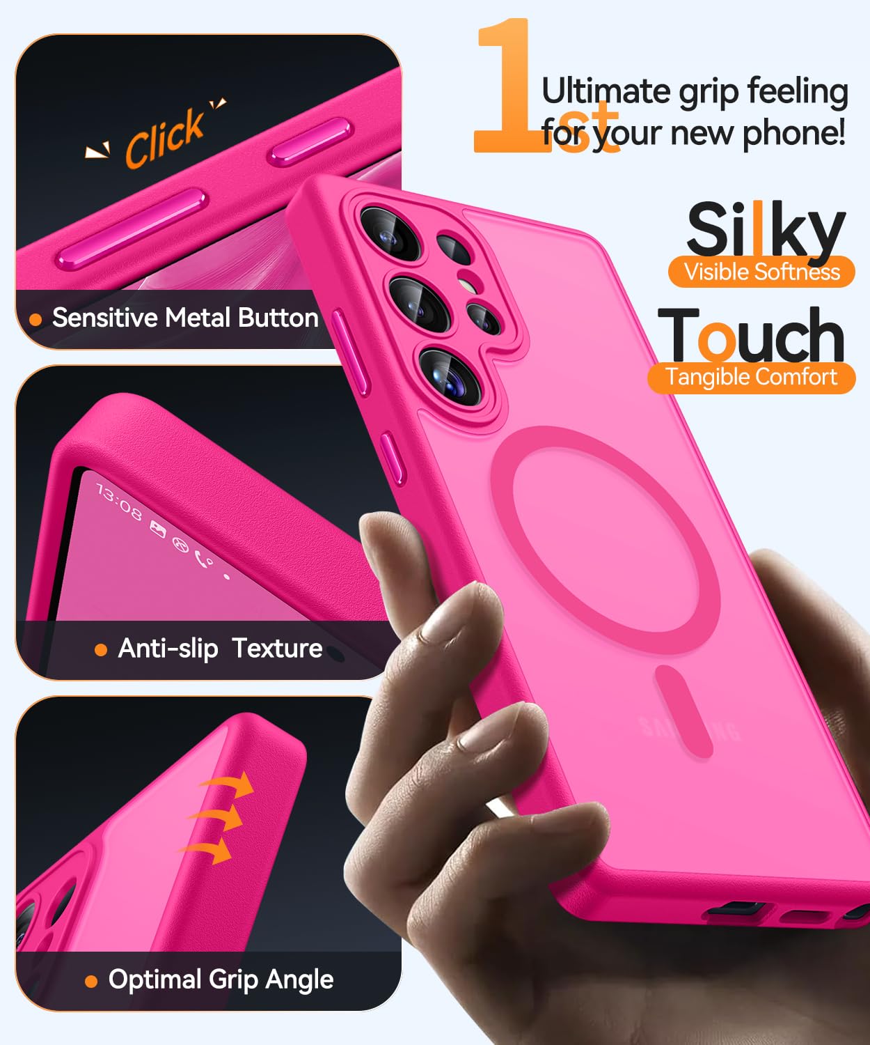 Foto 8 pulgar | Funda De Teléfono Canshn Para Samsung Galaxy S25 Ultra Hot Pink - Venta Internacional.