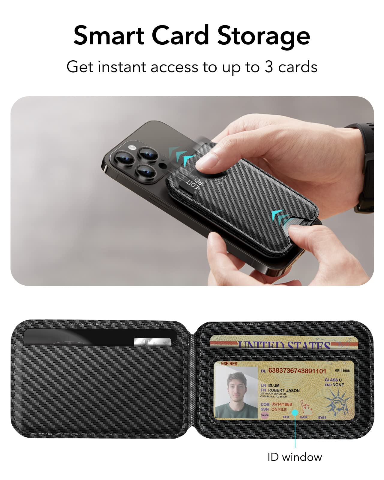 Foto 4 | Cartera Magnética Esr Para Iphone (halolock), Color Negro - Venta Internacional.