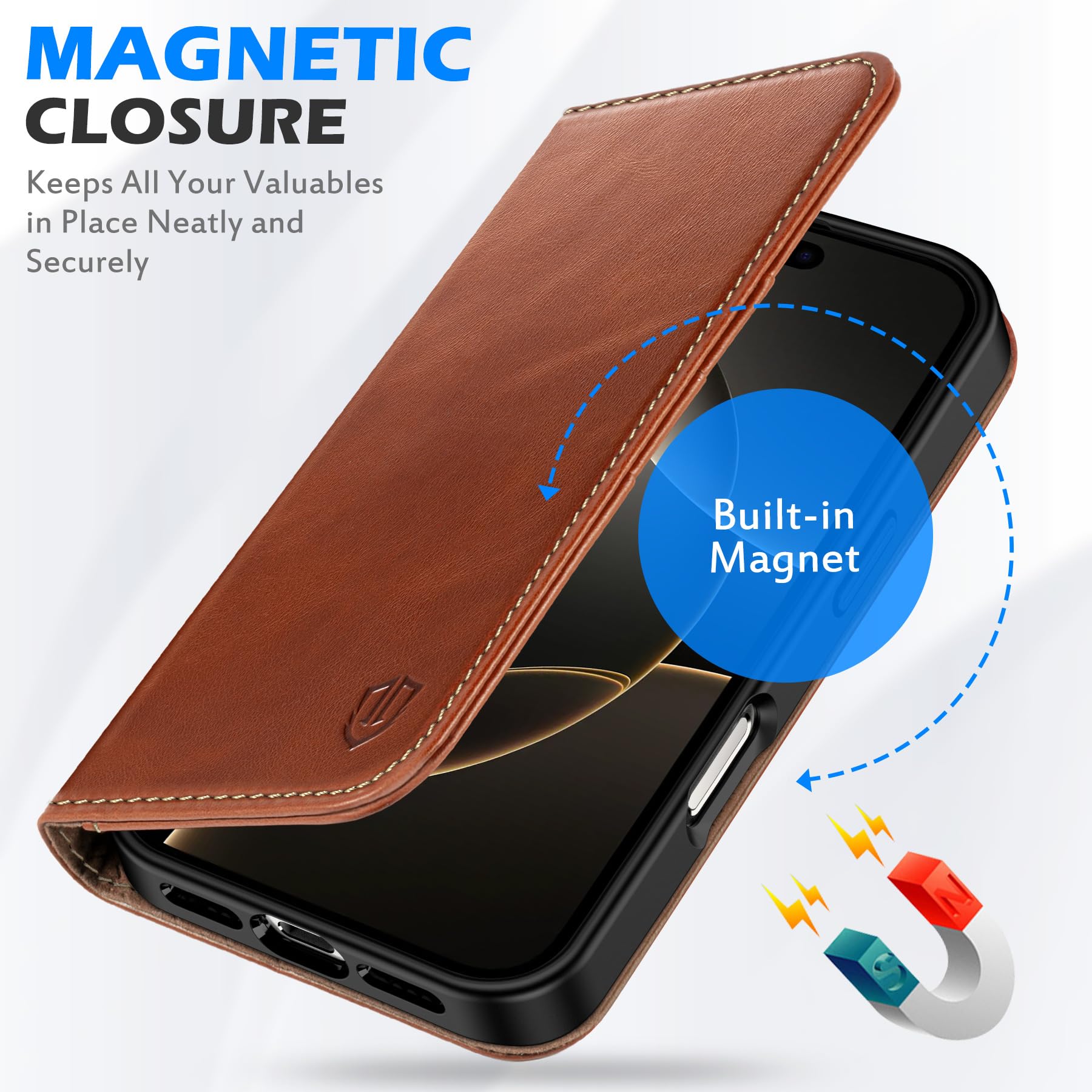 Foto 5 pulgar | Funda Shieldon Para Iphone 16 Pro Max 5g 2024 De Piel Auténtica - Venta Internacional.