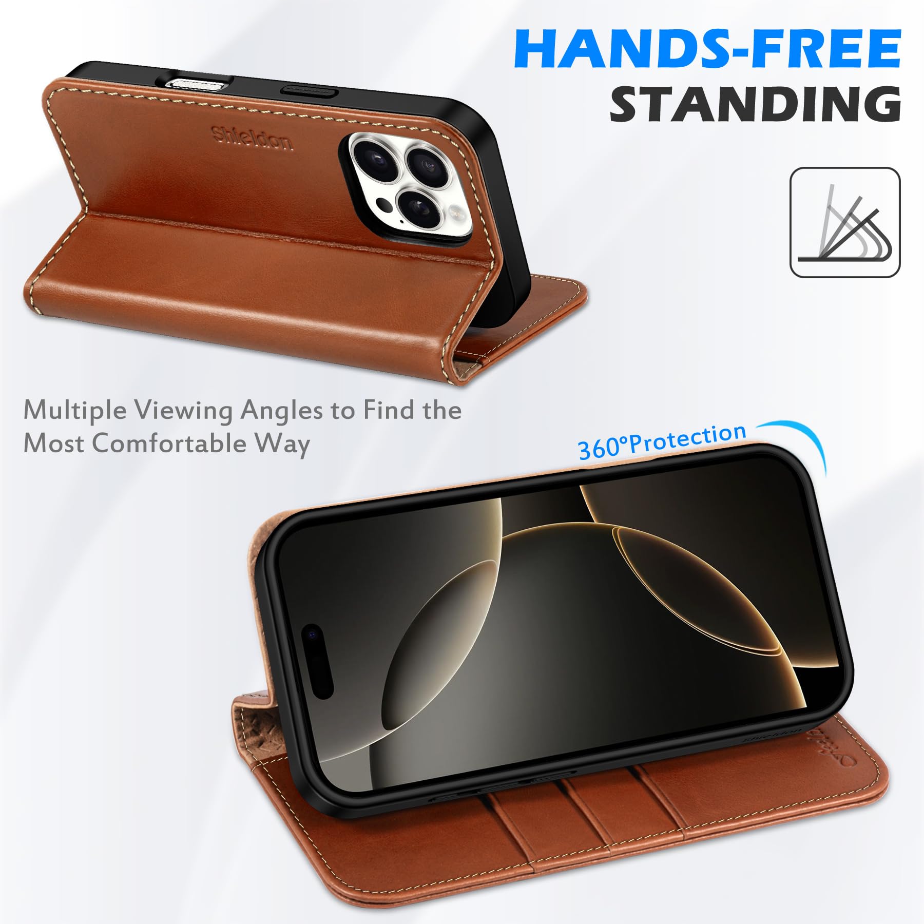 Foto 7 pulgar | Funda Shieldon Para Iphone 16 Pro Max 5g 2024 De Piel Auténtica - Venta Internacional.