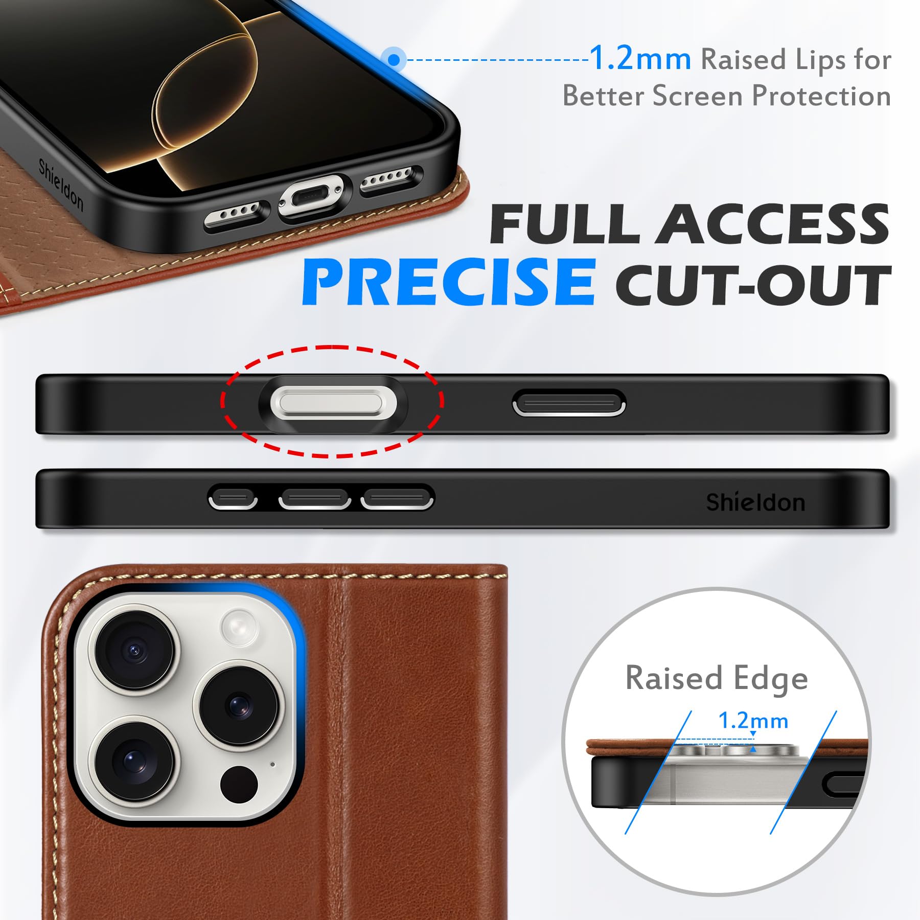 Foto 8 pulgar | Funda Shieldon Para Iphone 16 Pro Max 5g 2024 De Piel Auténtica - Venta Internacional.
