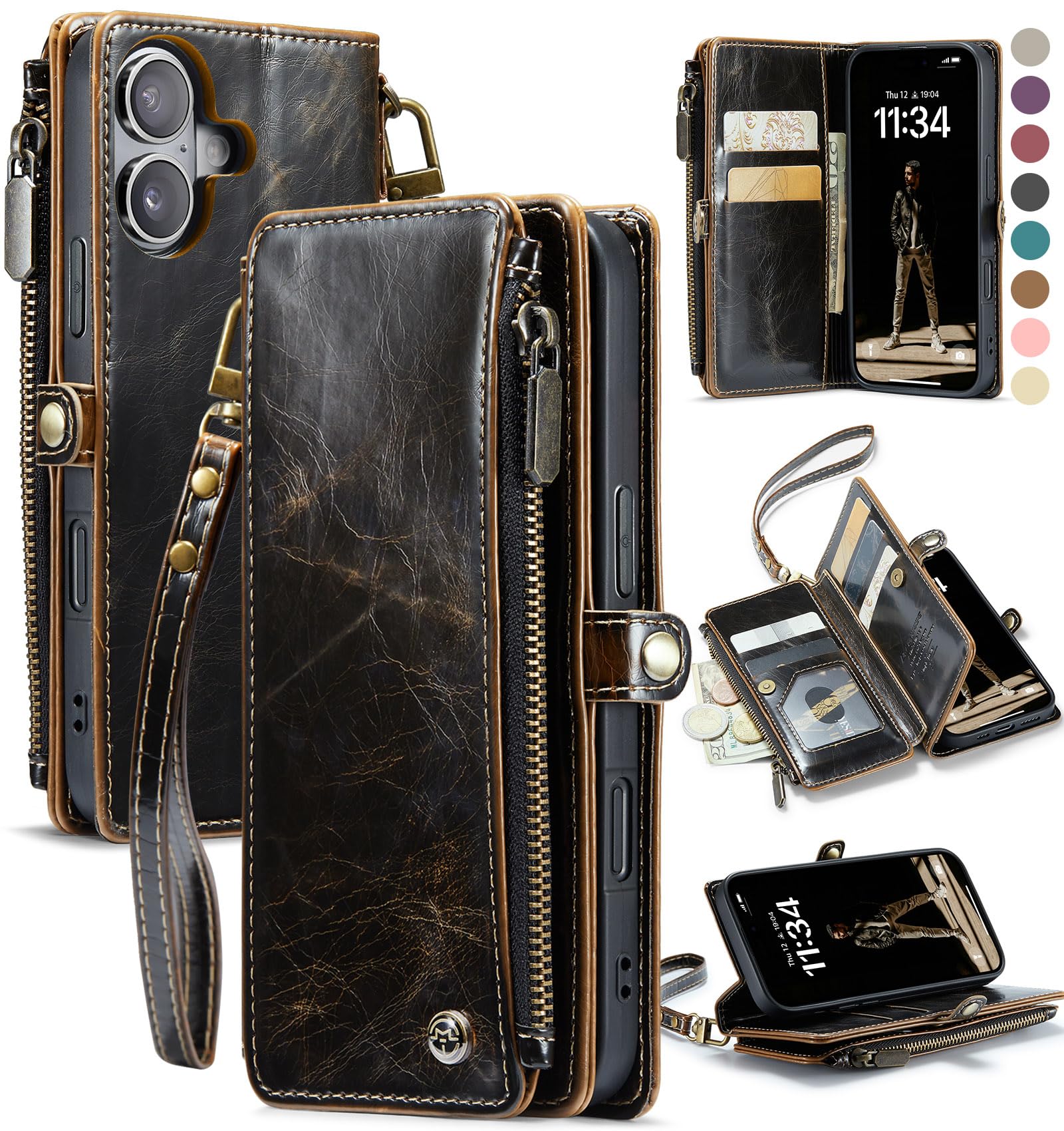 Foto 1 | Funda De Teléfono Wallet Defcase Compatible Con Iphone 16 Coffee - Venta Internacional.