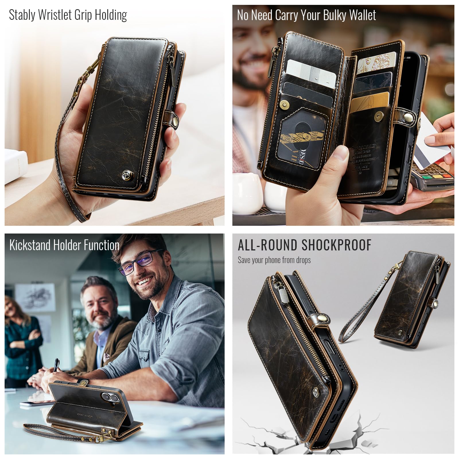 Foto 6 pulgar | Funda De Teléfono Wallet Defcase Compatible Con Iphone 16 Coffee - Venta Internacional.